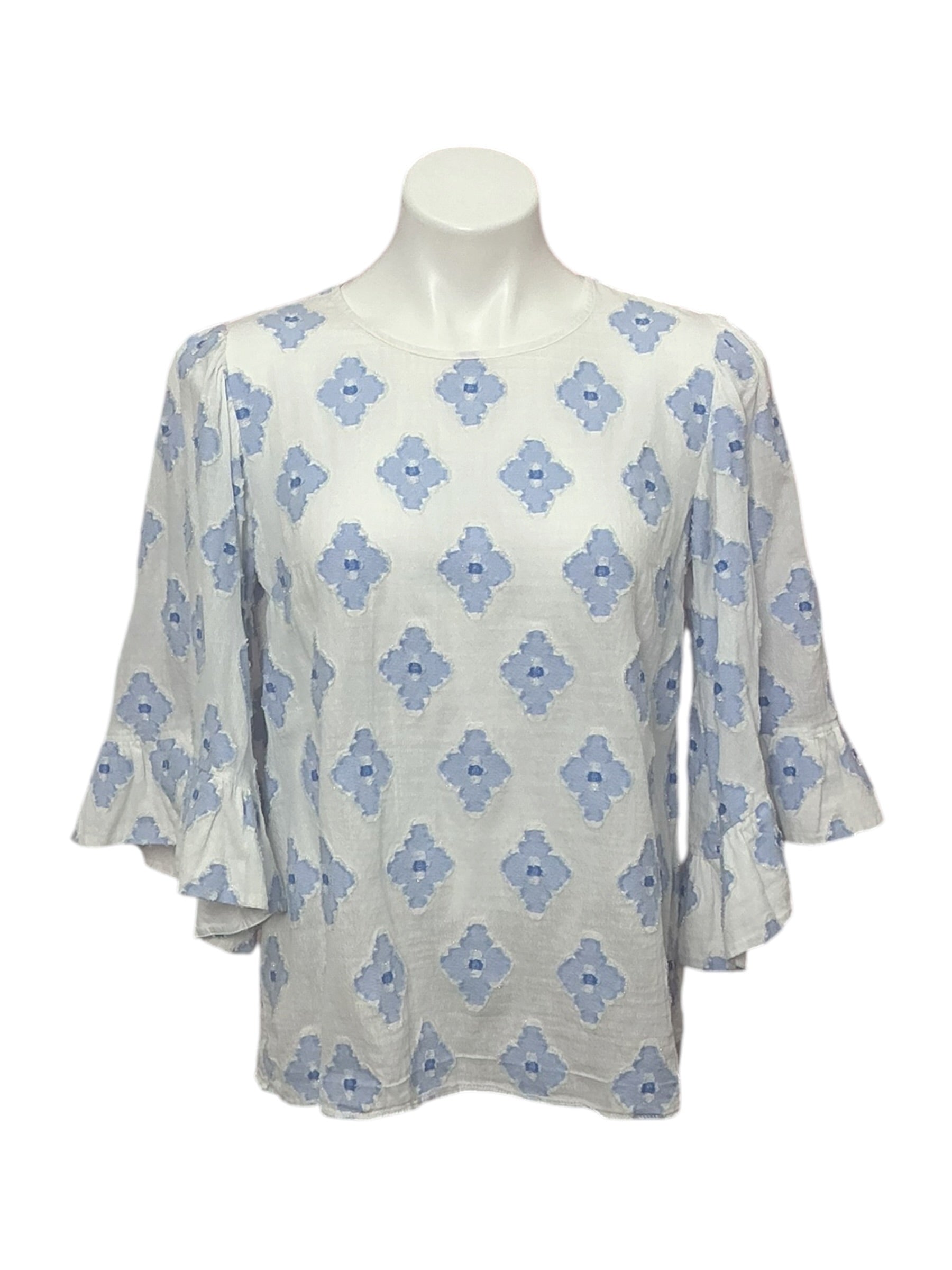 Lilly Pulitzer Francis Top Peri Blue Medallion Lurex Clip - Size S