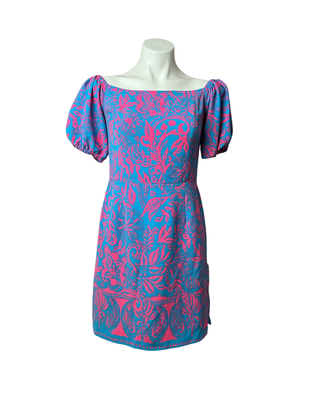 Lilly Pulitzer Jada Off The Shoulder Romper Aura Pink Leaf An Impression - Size 6