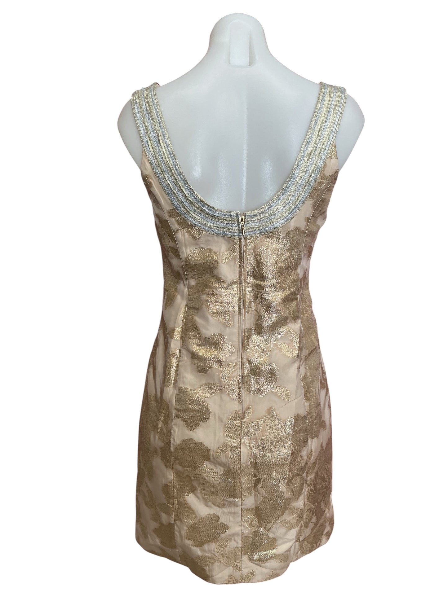 Lilly Pulitzer NWT Valli Floral Brocade Shift Dress Gold Organza Brocade - Size 0