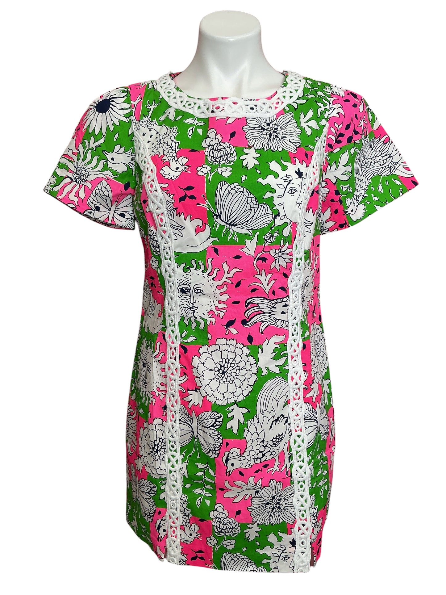 Lilly Pulitzer NWT Salem Shift Romper Cherry Blossom Pink Chicken Check - Size 6