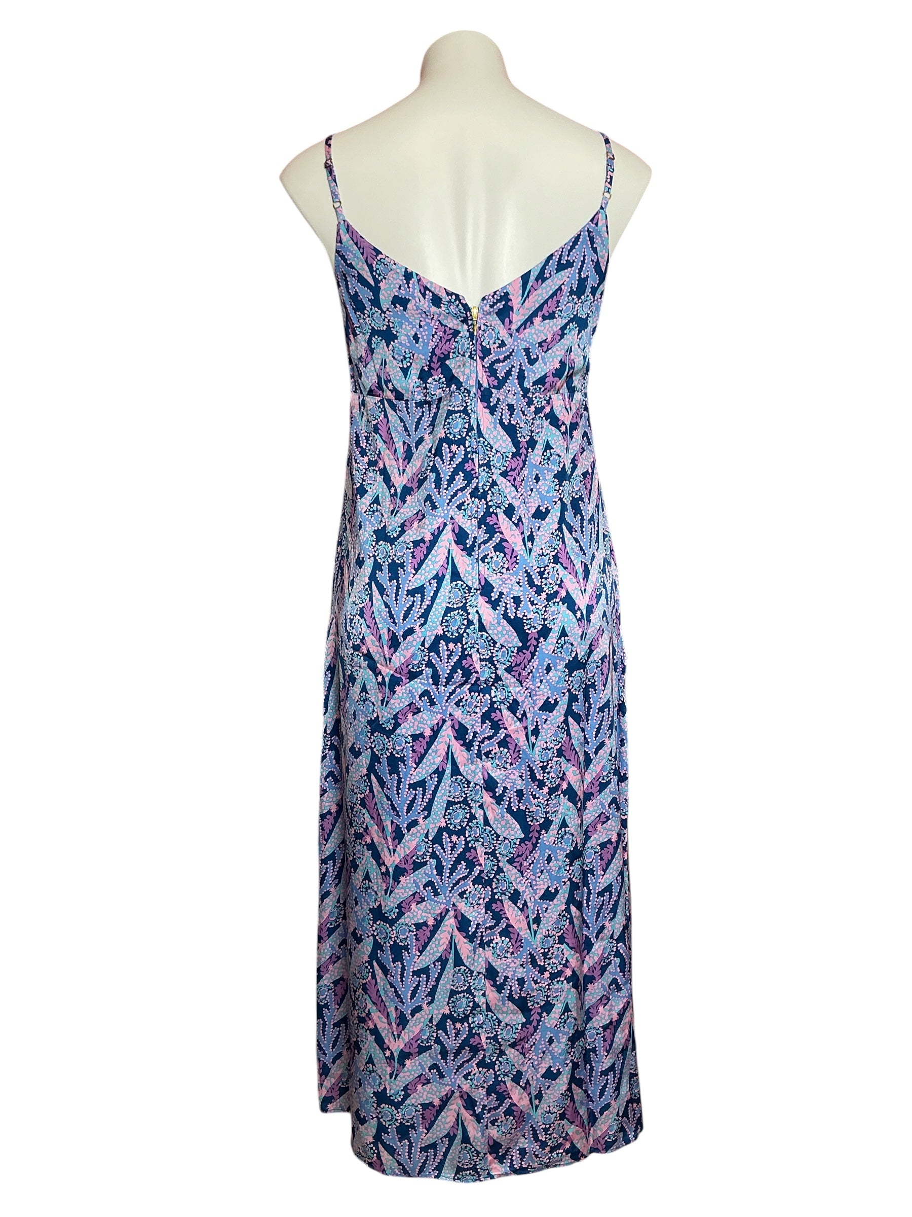 Lilly Pulitzer NWT Keana Satin Midi Slip Barton Blue Star Gazing - Size 2