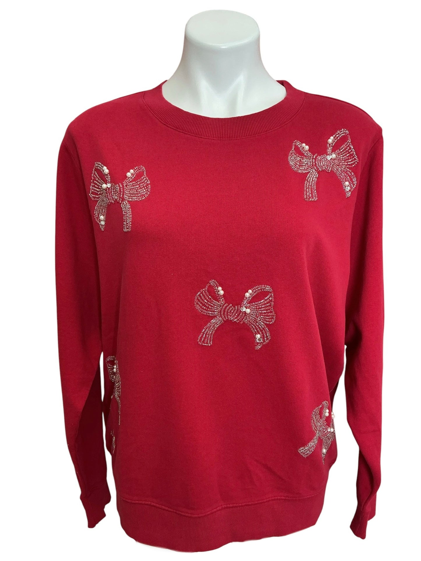 Lilly Pulitzer NWT Ballad Long Sleeve Sweater Top Malbec Red Bow Embellishment - Size M