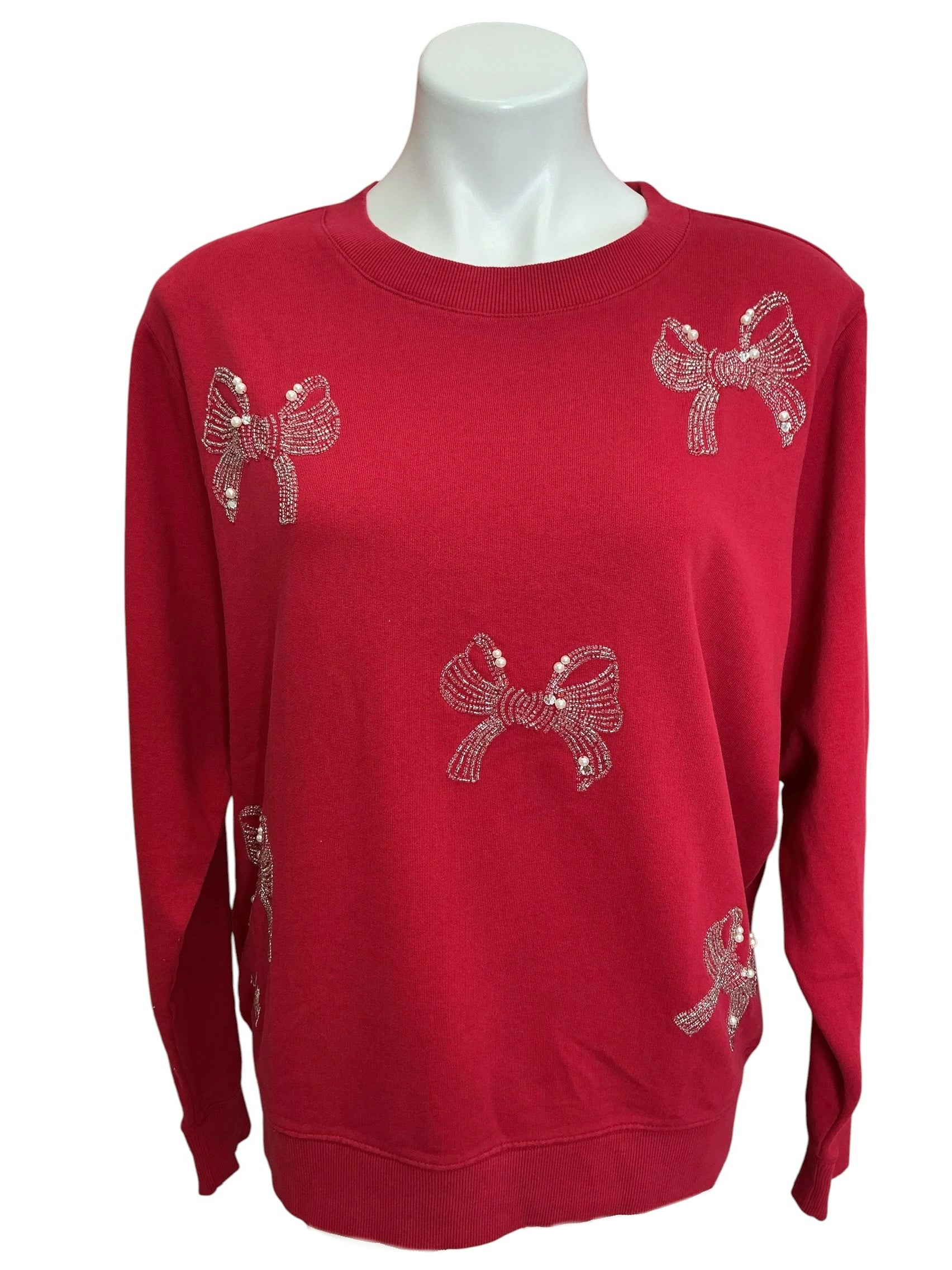 Lilly Pulitzer NWT Ballad Long Sleeve Sweater Top Malbec Red Bow Embellishment - Size M