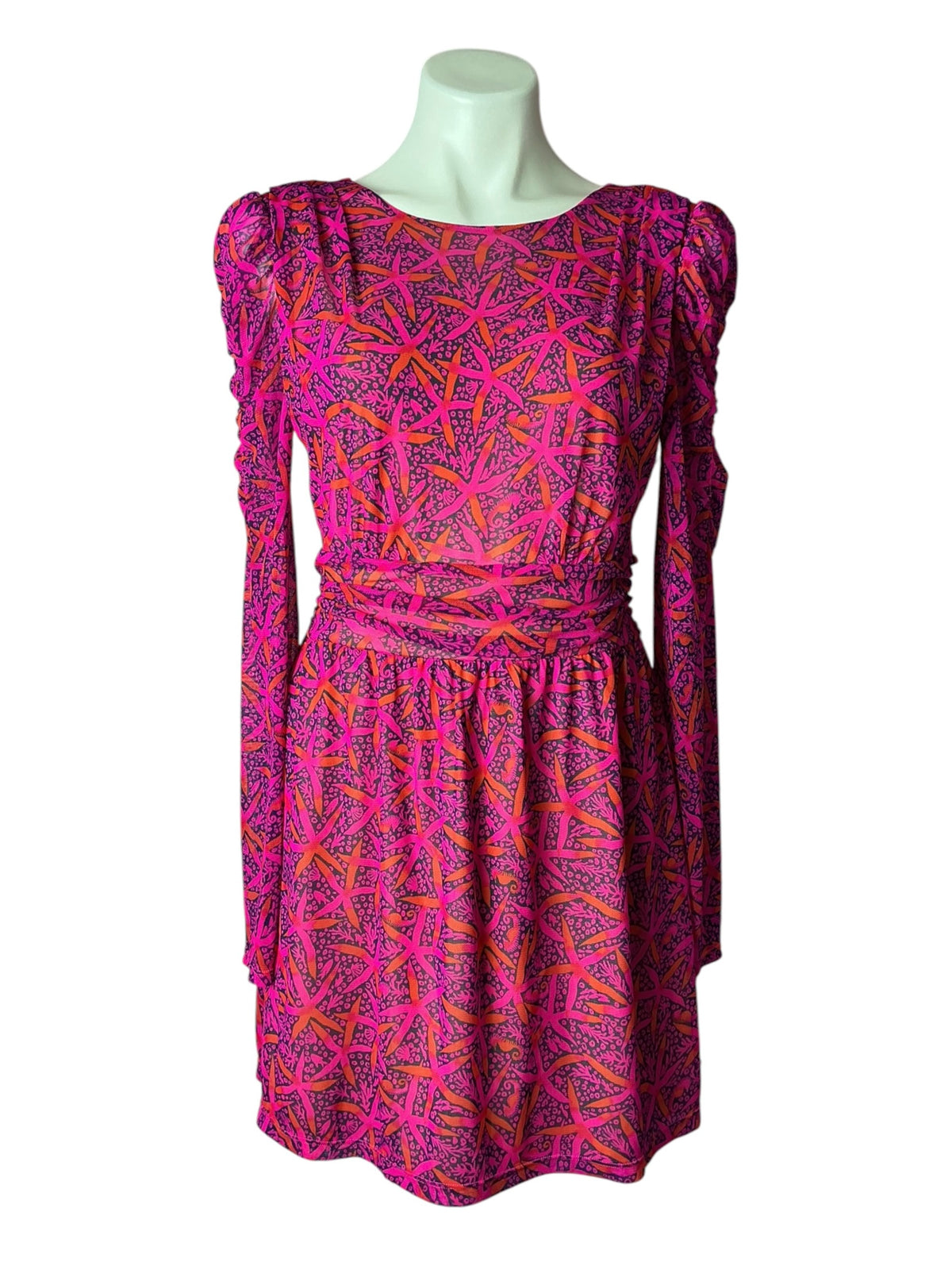Lilly Pulitzer Preslie Long Sleeve Romper Passion Fruit Pink Star Searching - Size M