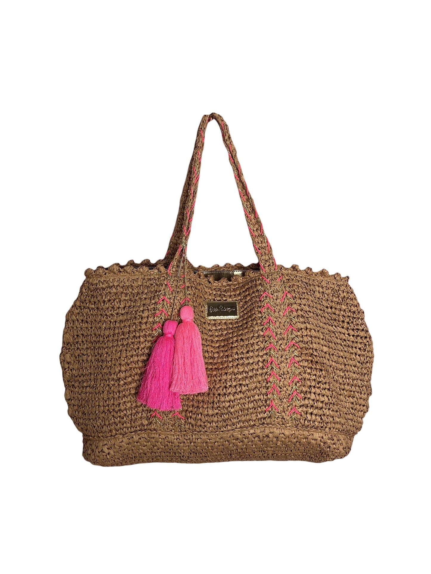 Lilly Pulitzer Nosara Straw Tote Natural With Pink Tassels