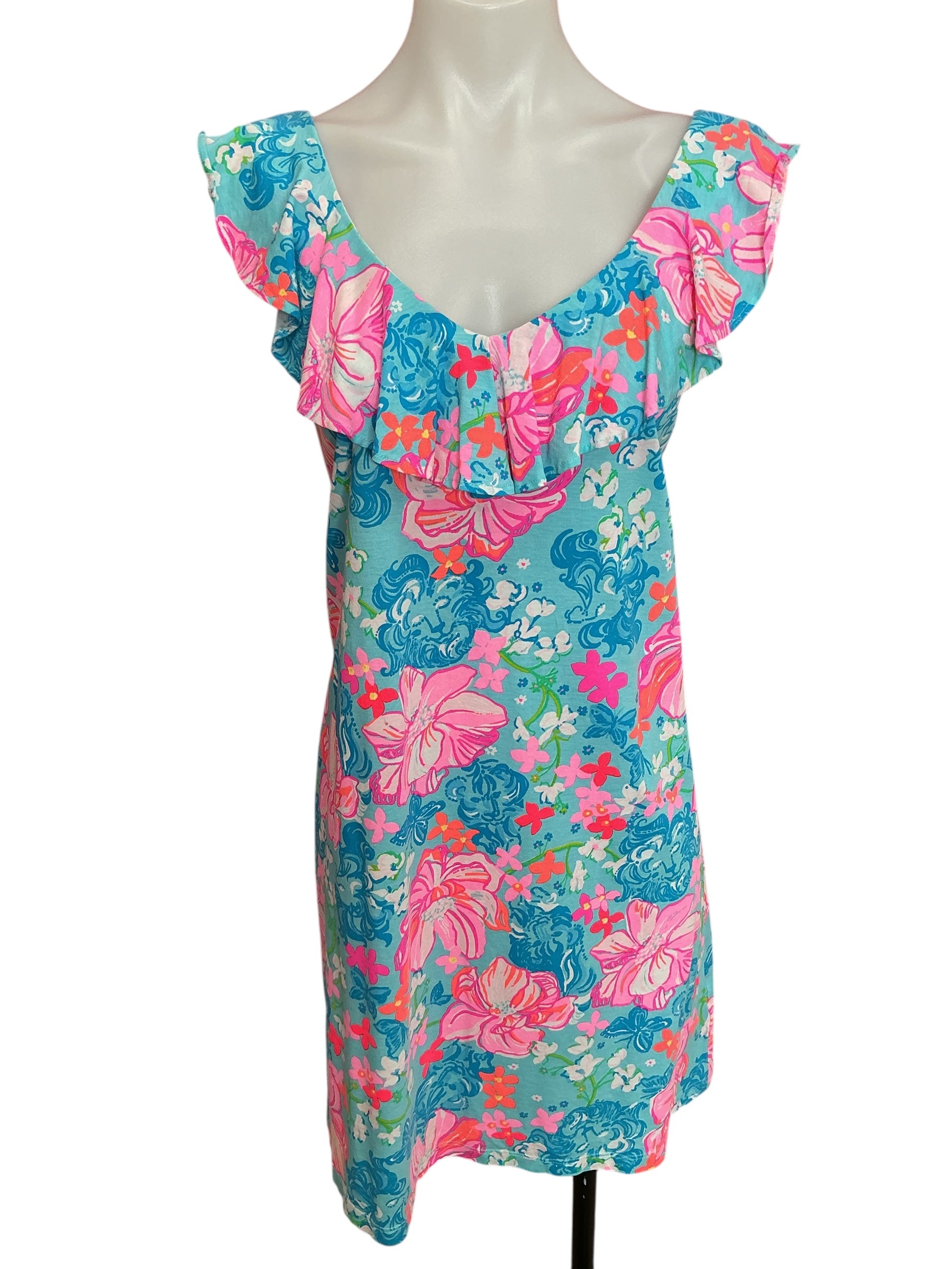 Lilly Pulitzer Alessa Swing Dress Luscious Lions Surf Blue - Size S
