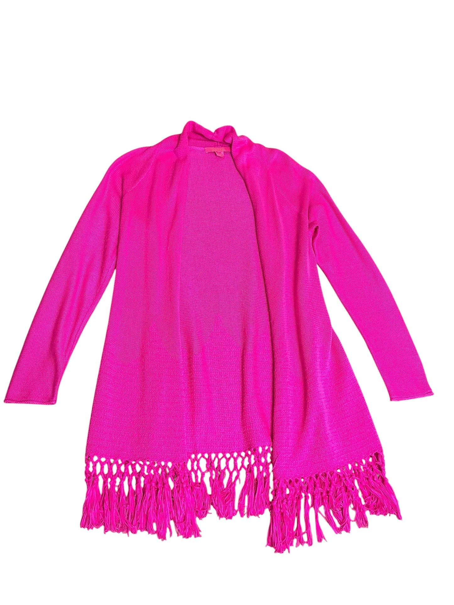 Lilly Pulitzer Tatum Long Fringe Hem Cardigan Raz Berry - Size M