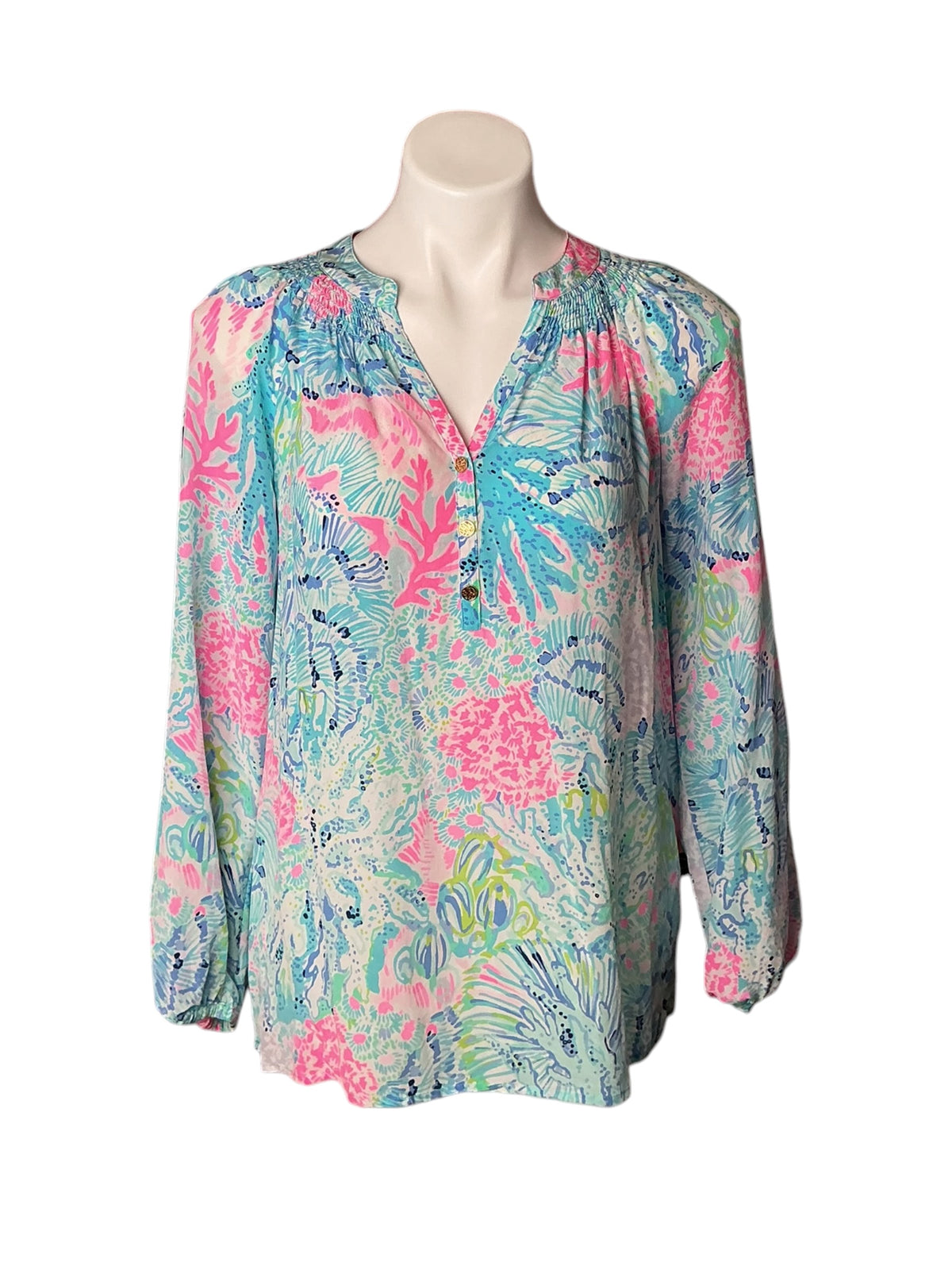 Lilly Pulitzer Elsa Silk Top Sink or Swim - Size S