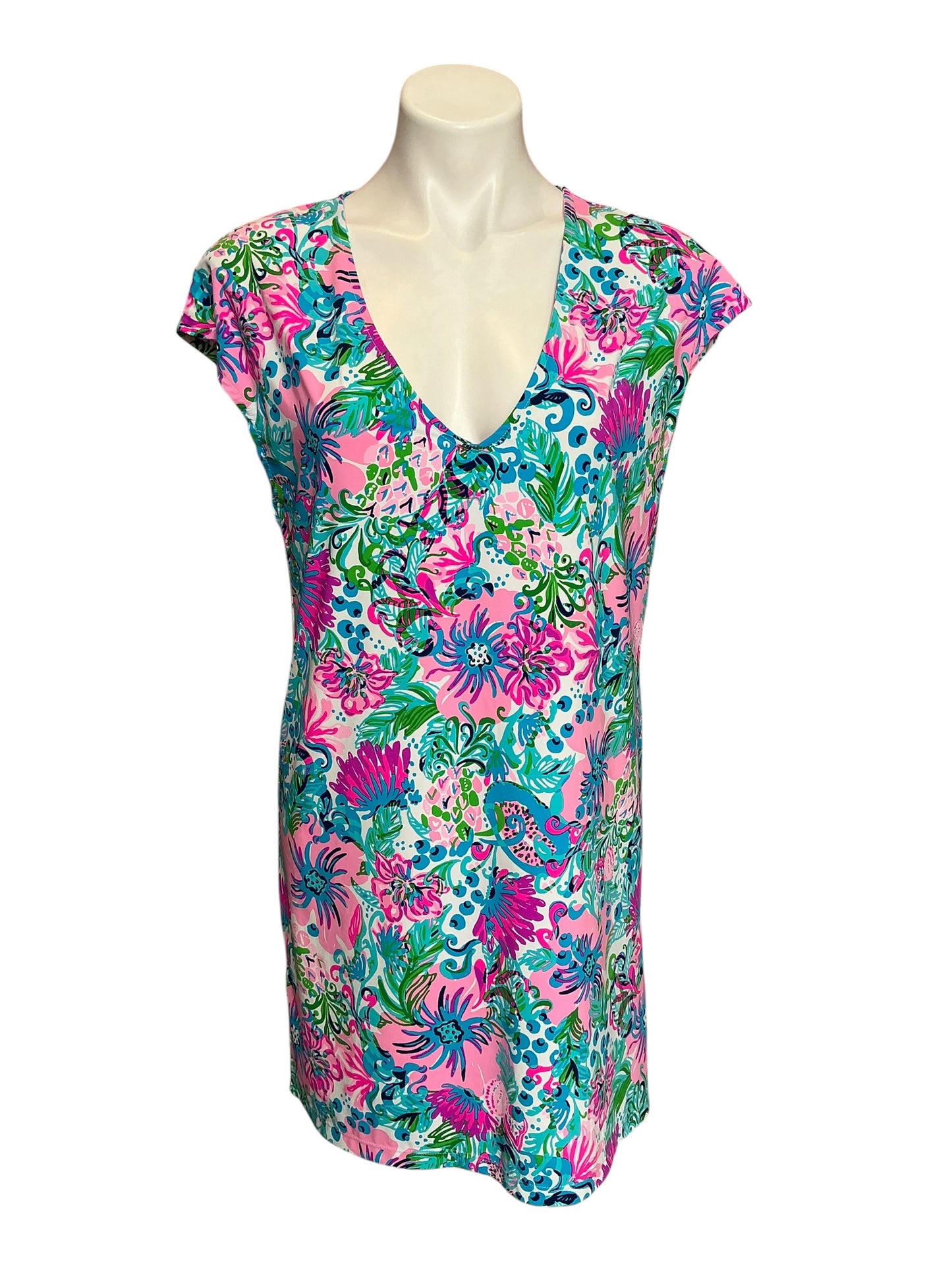 Lilly Pulitzer Talli V-Neck Cover-Up Mandevilla Baby Paradise Petals - Size XS
