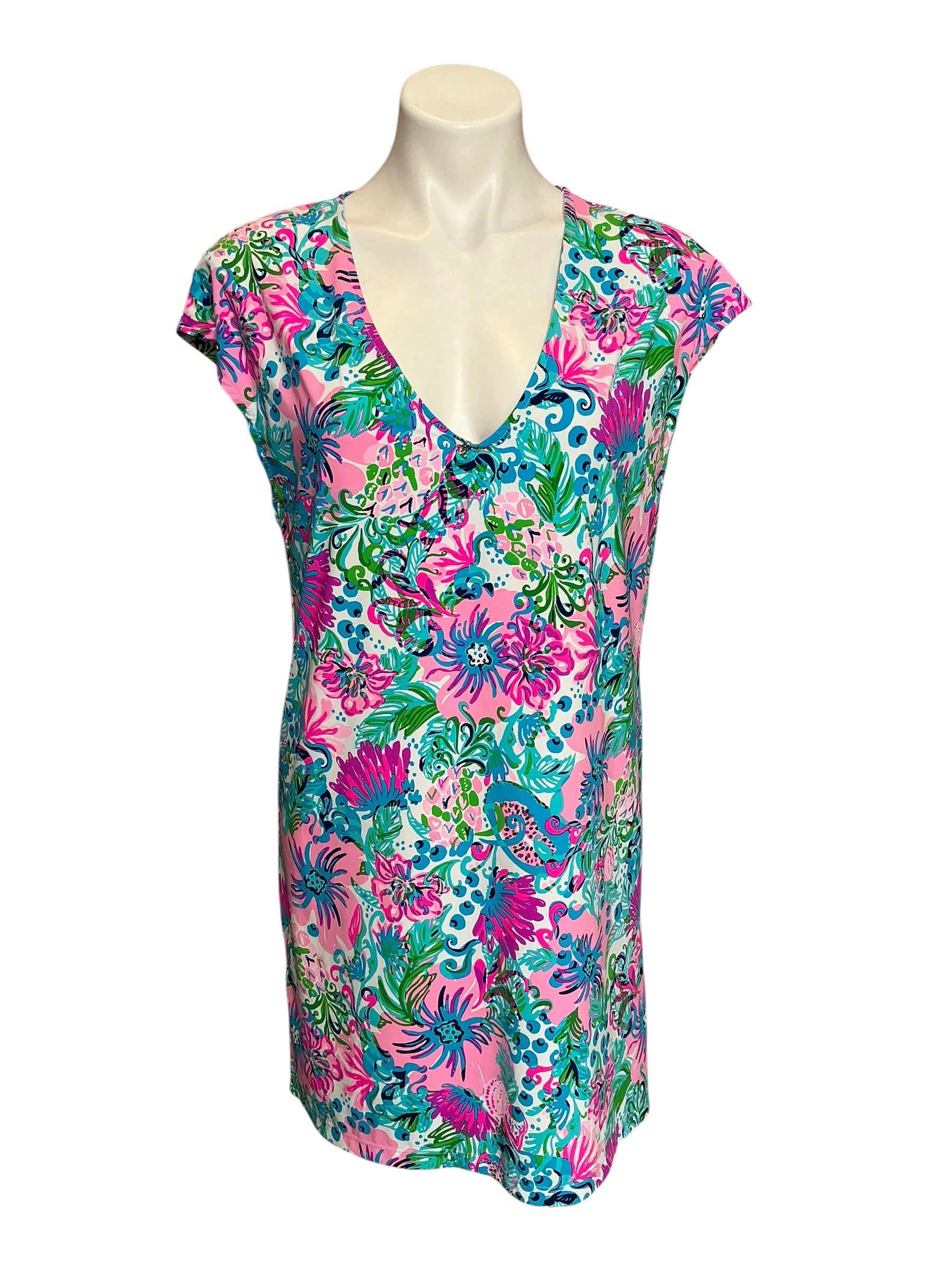 Lilly Pulitzer Talli V-Neck Cover-Up Mandevilla Baby Paradise Petals - Size XS