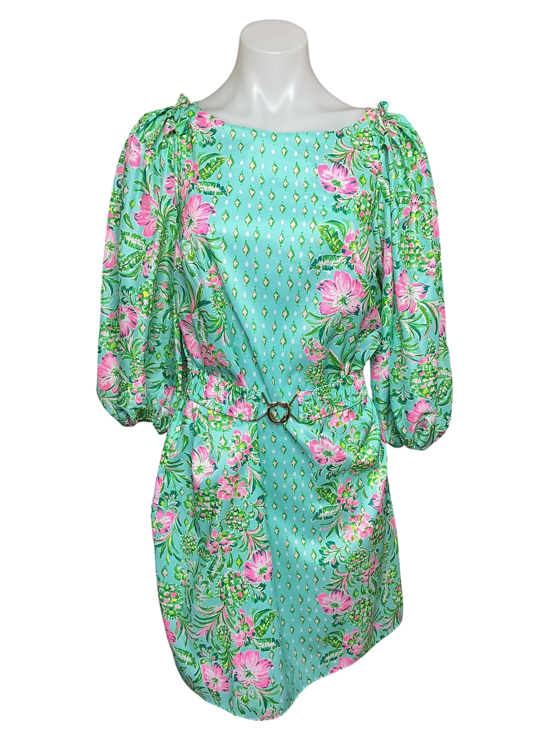 Lilly Pulitzer NWT Barbara Sleeved Dress - Surf Blue Oh Diamond Girl Engineered - Size S