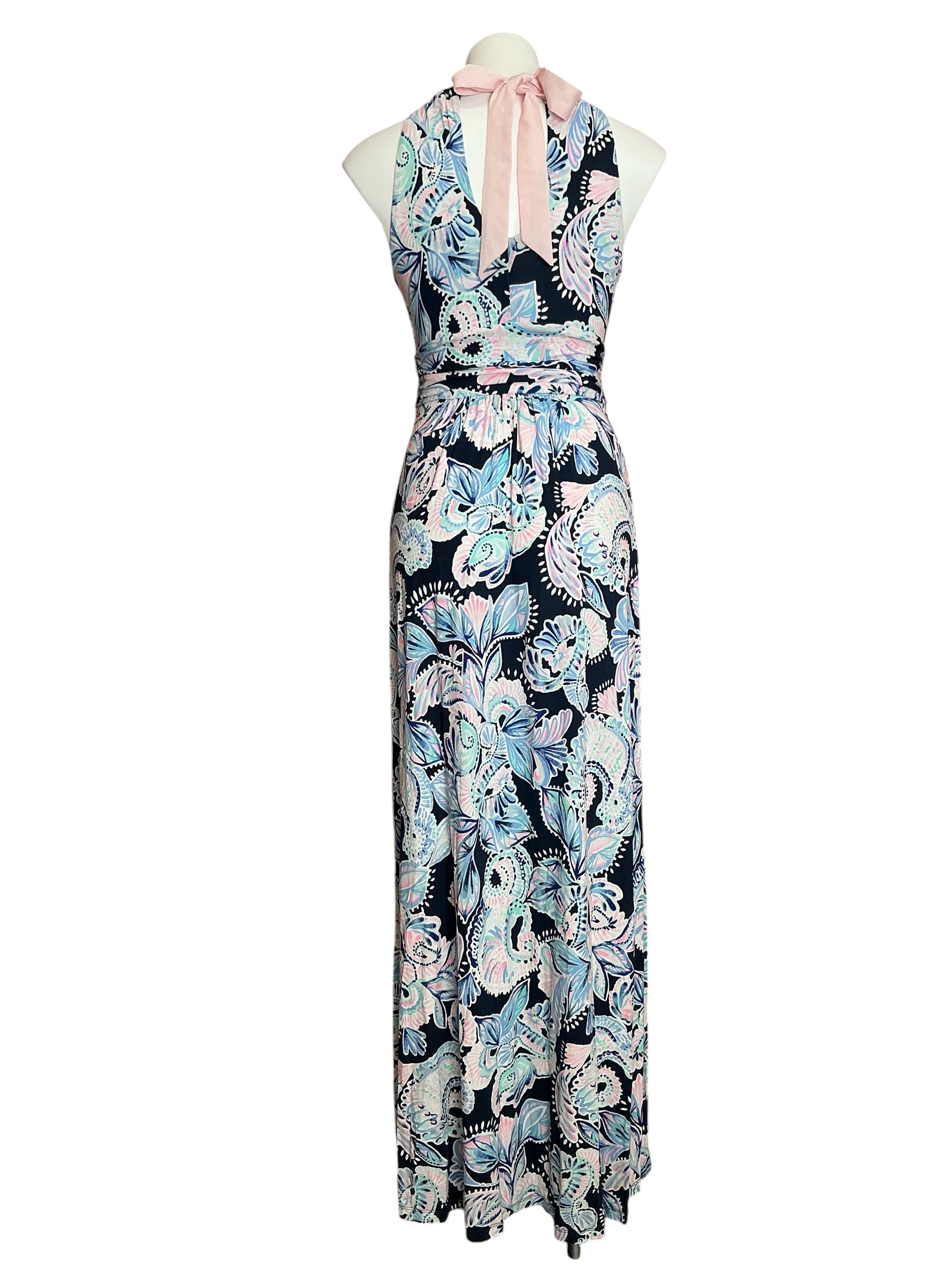 Lilly Pulitzer Martina Maxi Dress High Tide Navy Holy Flockamolie - Size XS