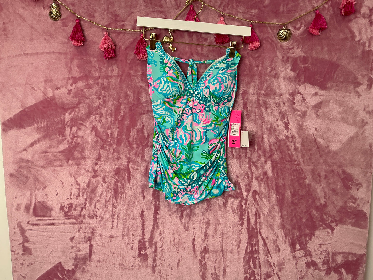 Lilly Pulitzer Tankini Top NWT - Bliss Halter Tankini - Blue Ibiza - Aqua La Vista Engineered - Swim Halter - Size 0