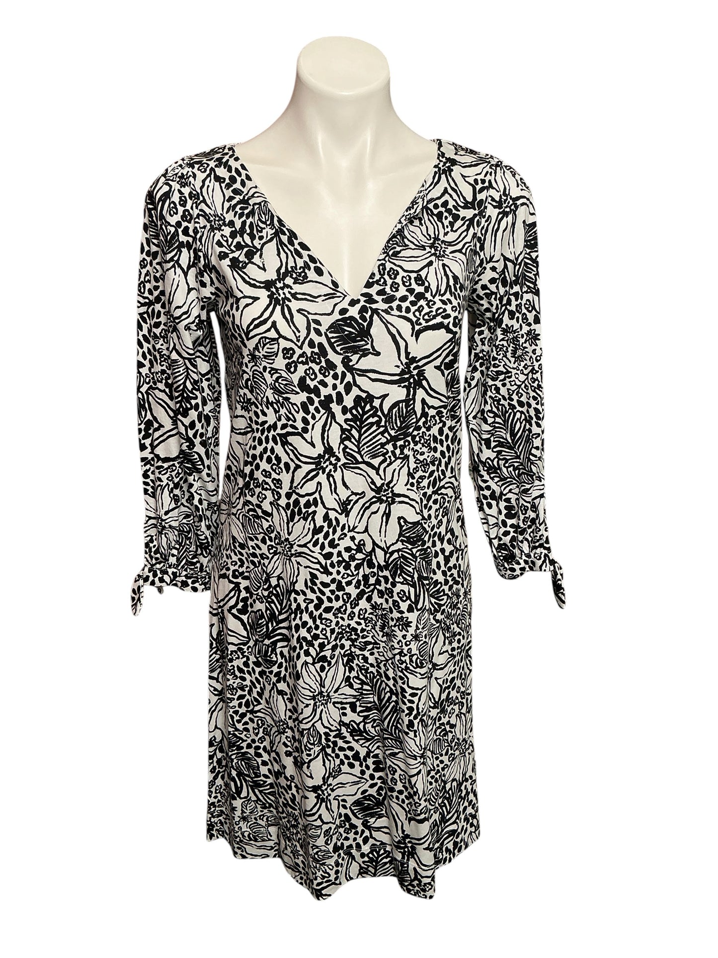 Lilly Pulitzer NWT Cath 3/4 Sleeve Dress Onyx Lots To Spot - Size S