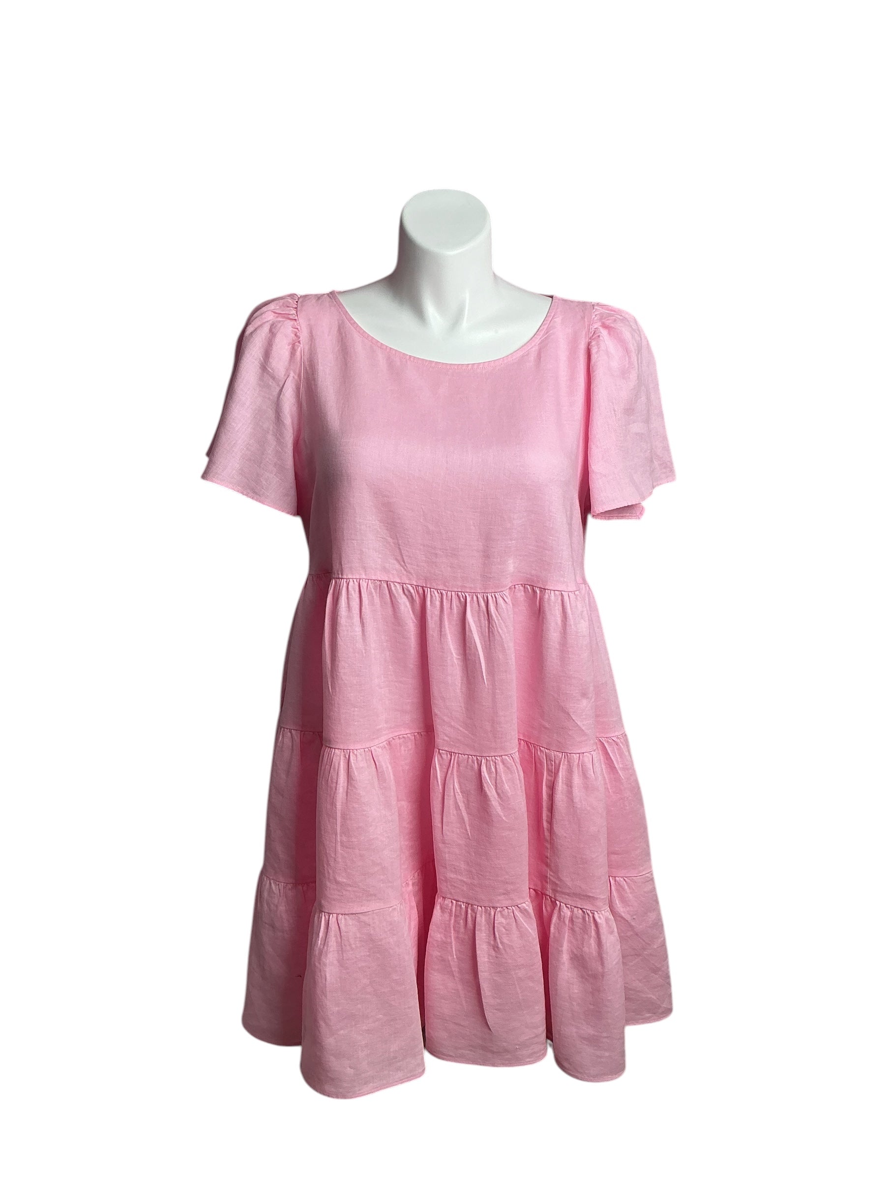 Lilly Pulitzer- Jocelyn Short Sleeve Linen Dress Pink Blossom Size XL
