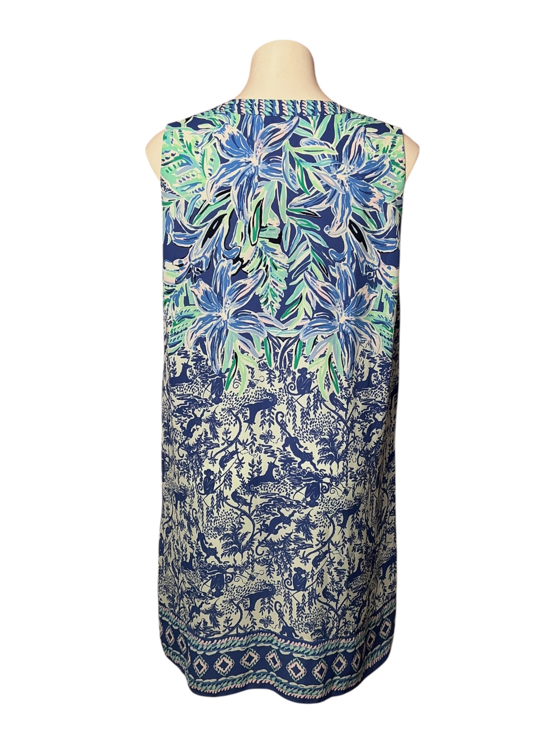 Lilly Pulitzer Evah Shift Dress High Tide Navy Ready Set Gecko Engineered Print - Size XL