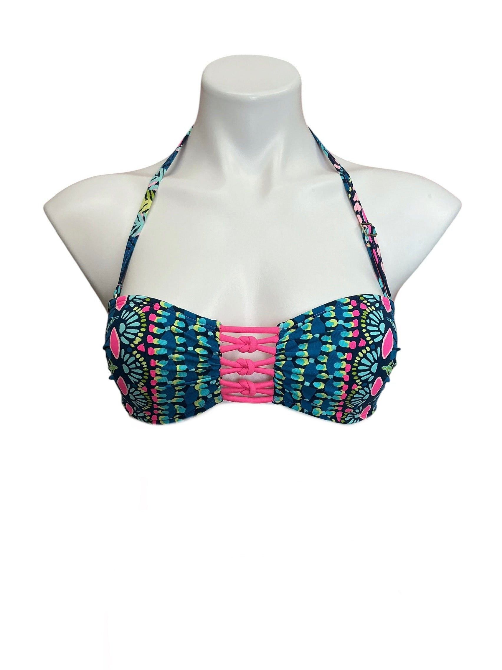 Lilly Pulitzer NWT Sandy Lattice Bandeau Inky Navy Glow And Flow Engineered Swim Bikini Top - Size 0