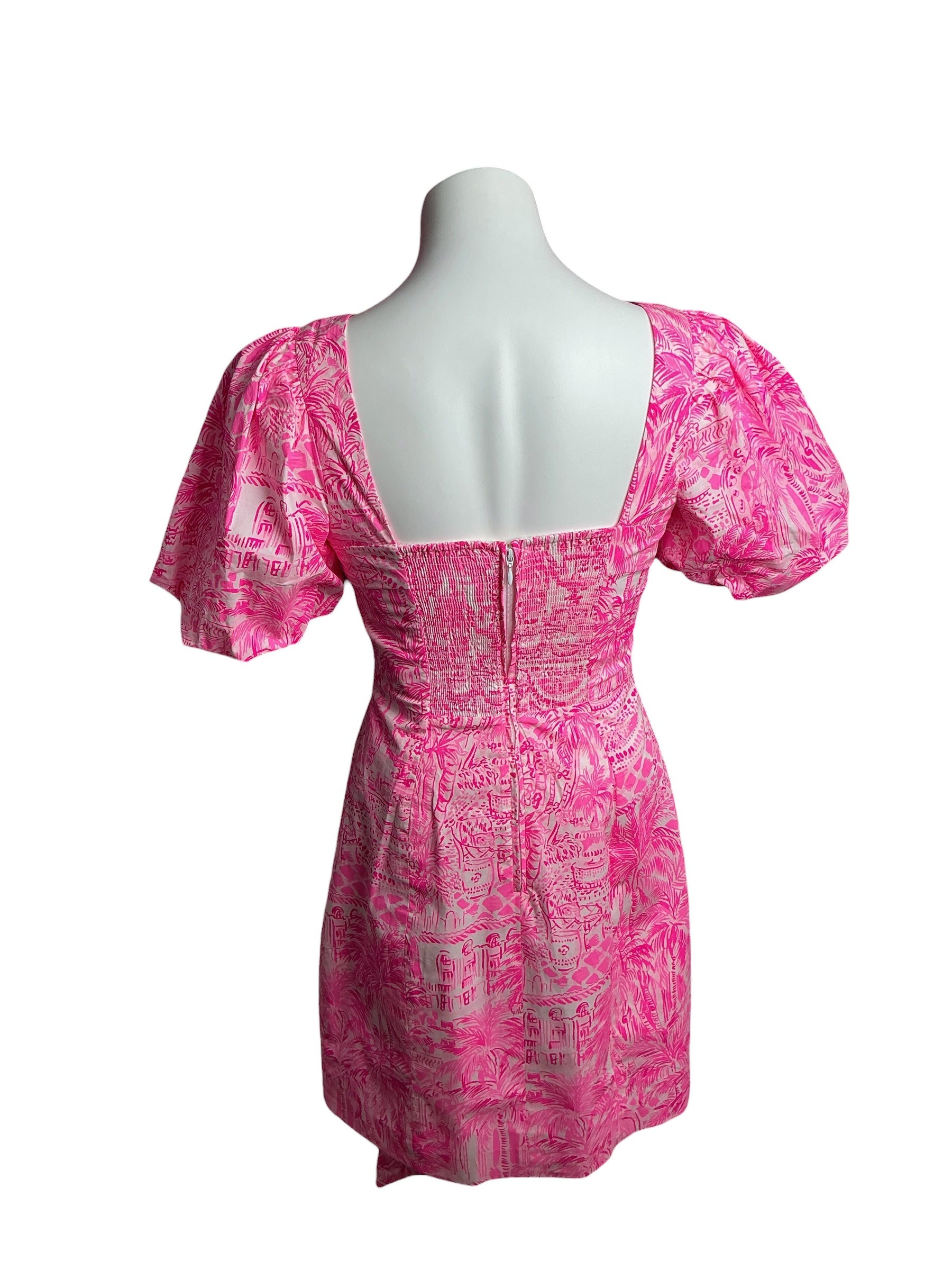 Lilly Pulitzer- NWT Merian Stretch Dress Pink Blossom Palm Beach Paradise Size 2