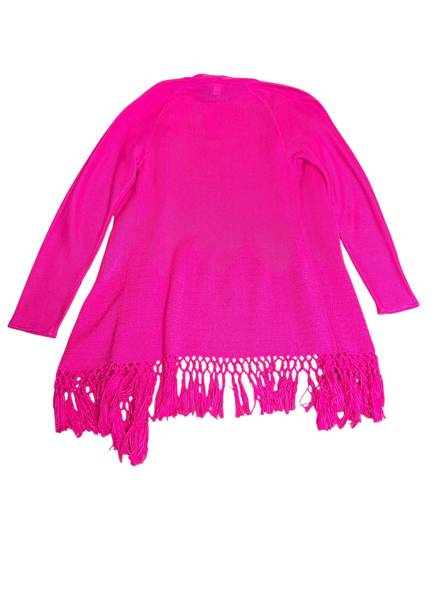 Lilly Pulitzer Tatum Long Fringe Hem Cardigan Raz Berry - Size M