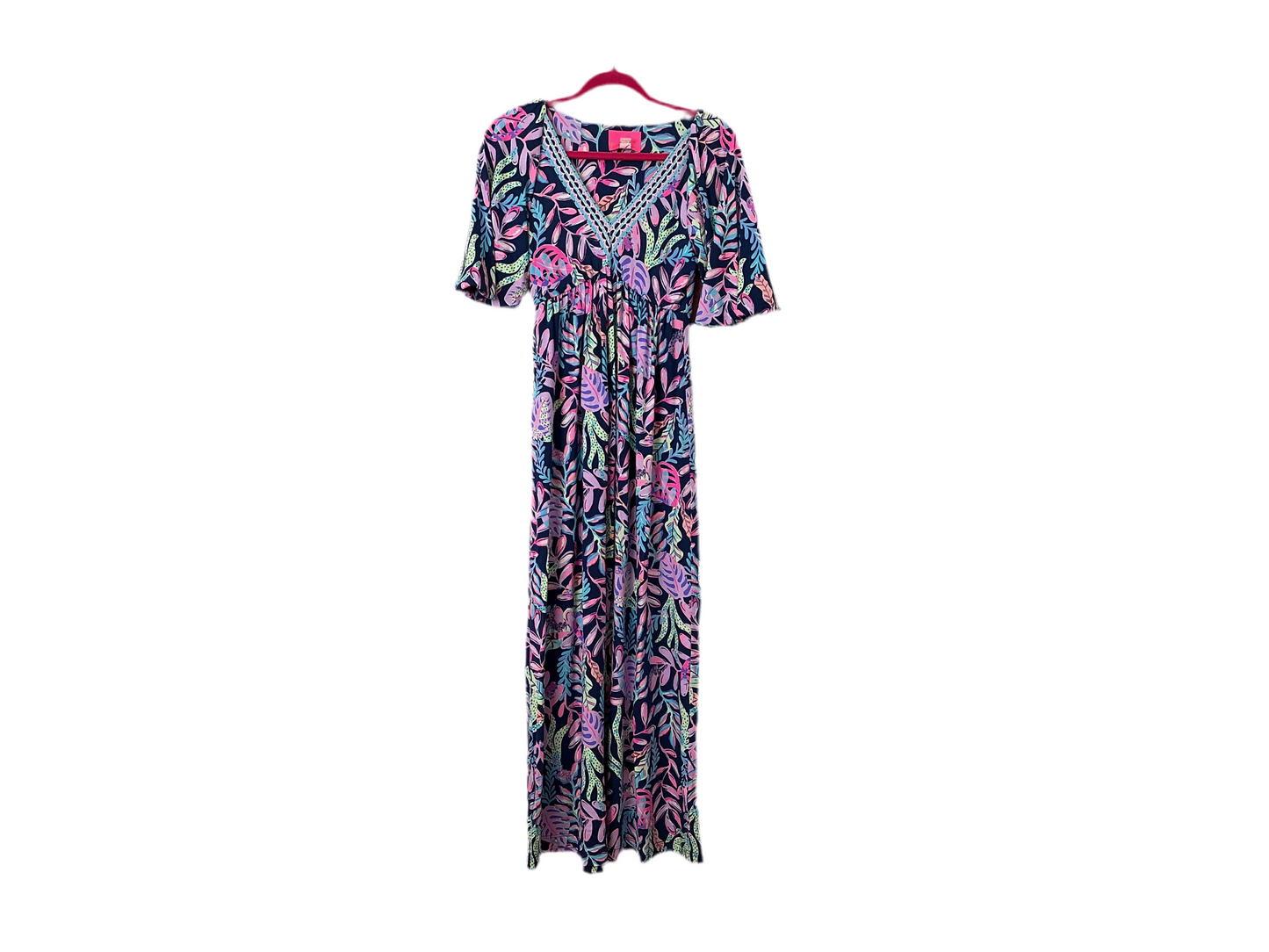 Lilly Pulitzer NWT Manuela Maxi Dress Oyster Bay Navy You’ve Been Sorted Engineered Knit Dress - Size XS