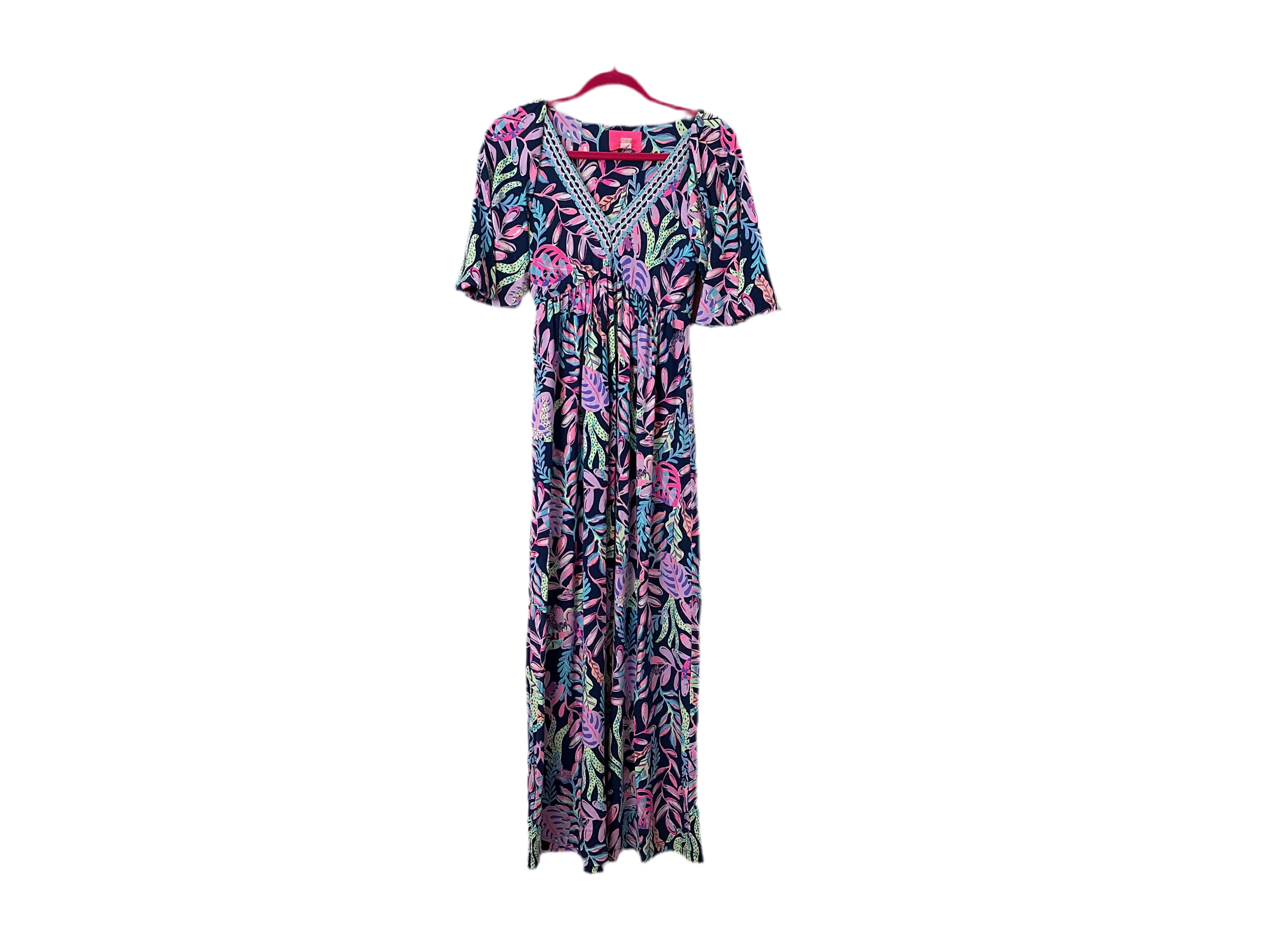 Lilly Pulitzer NWT Manuela Maxi Dress Oyster Bay Navy You’ve Been Sorted Engineered Knit Dress - Size XS