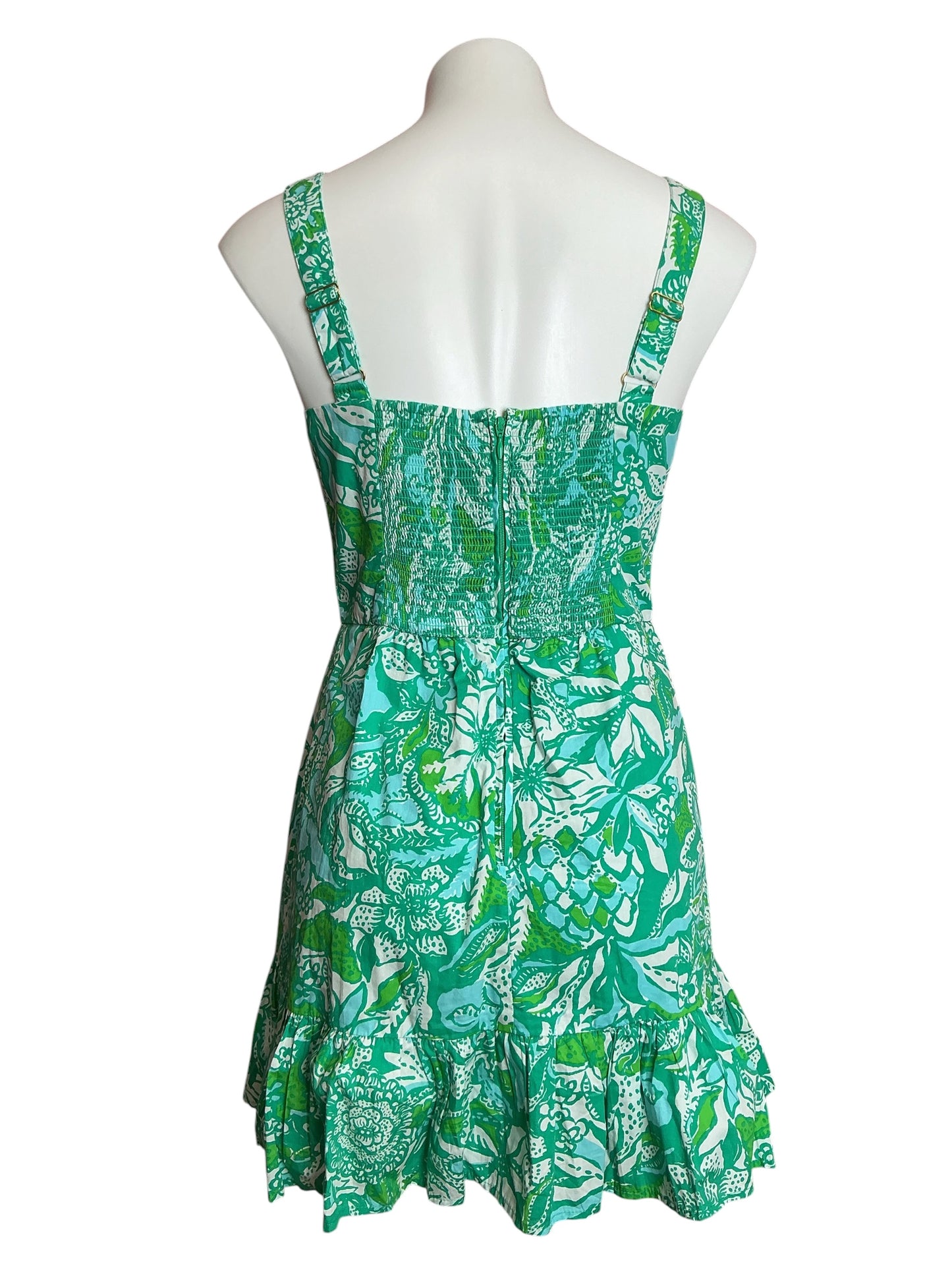 Lilly Pulitzer Rocko Romper Botanical Green Safari Sangria - Size 4