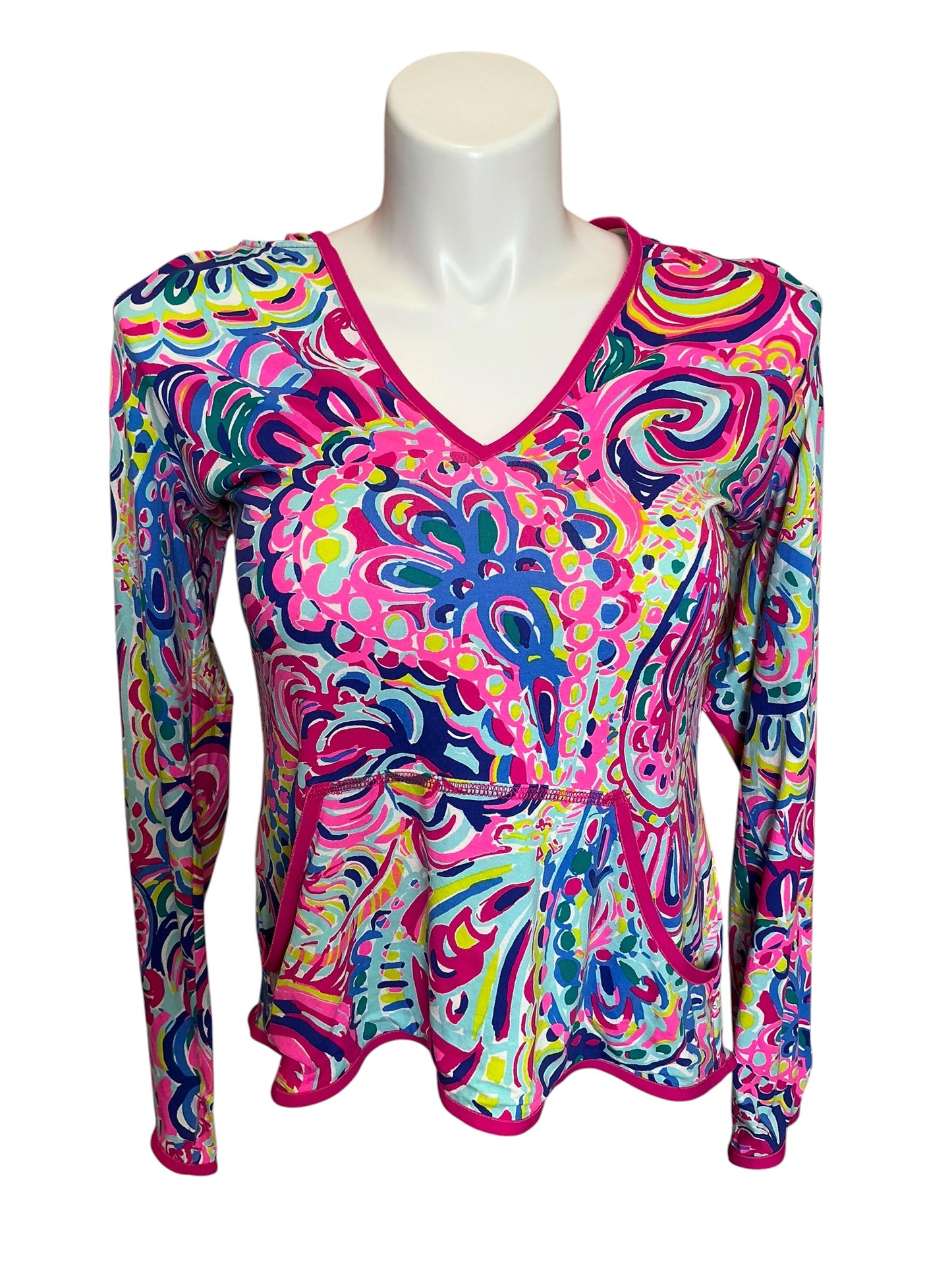 Lilly Pulitzer Luxletic Gabie Pullover Hoodie Psychedelic Sunshine - Size M