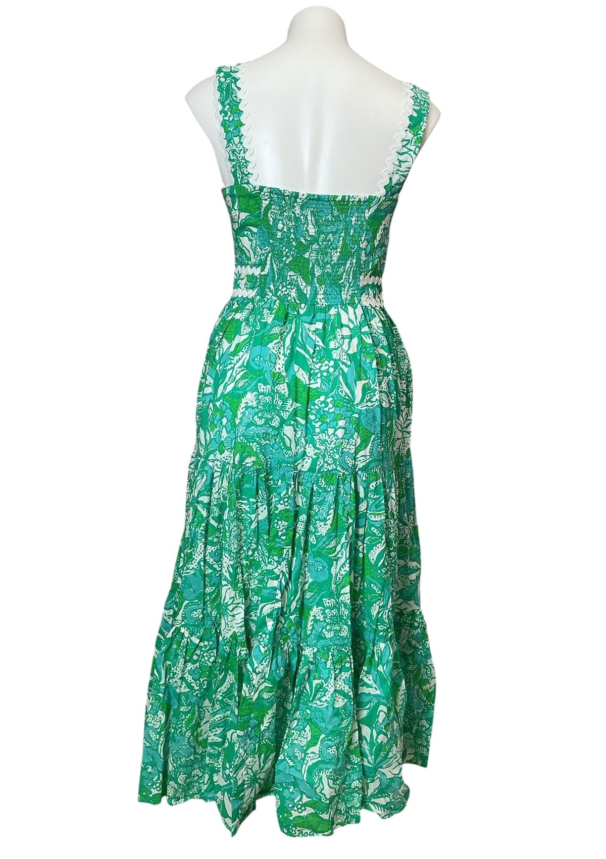 Lilly Pulitzer Pollie Cotton Midi Dress Botanical Green Safari Sangria - Size 4