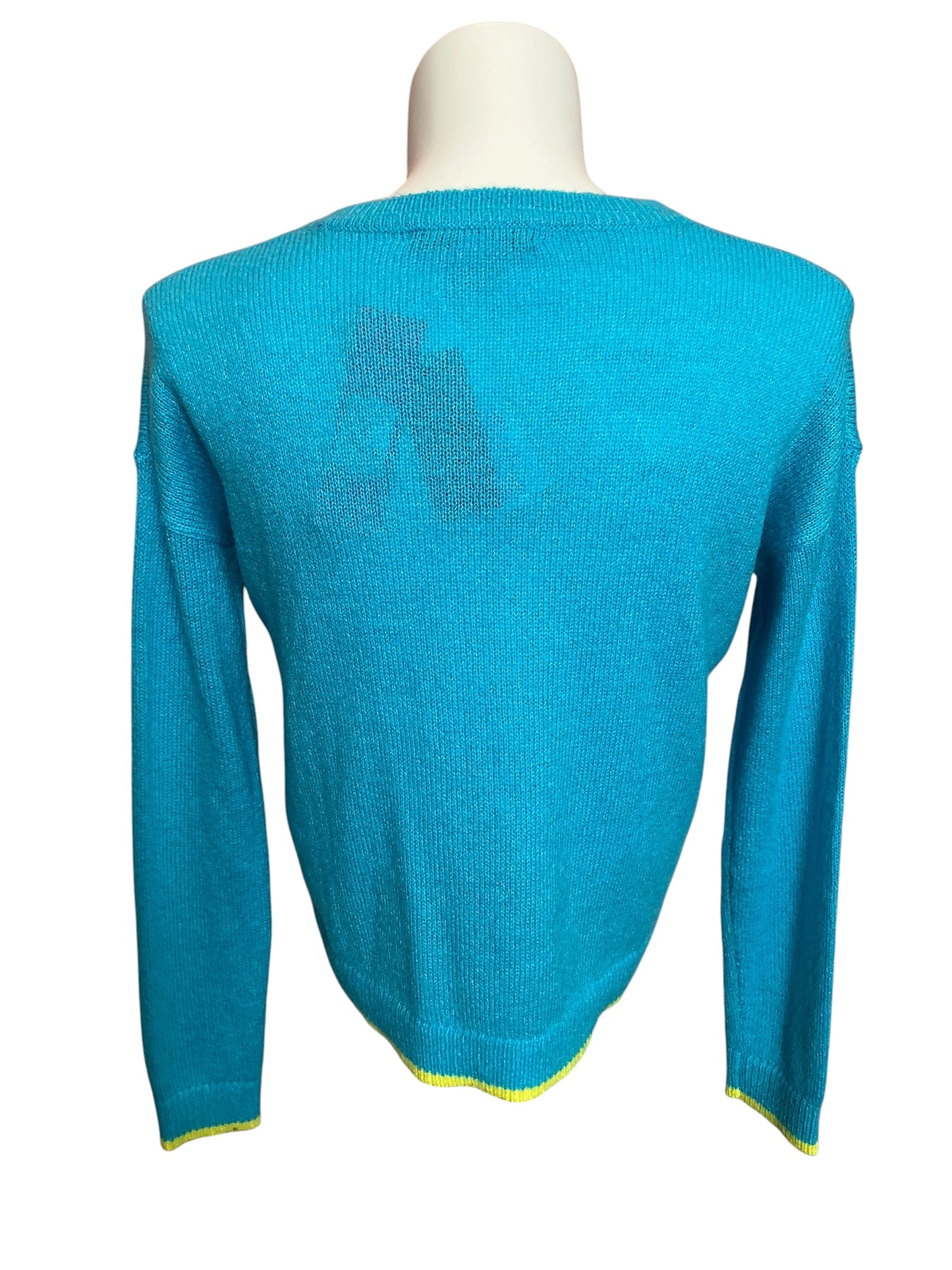 Lilly Pulitzer NWT Charlton Sweater Turquoise Oasis Bright Chainstitch - Size M