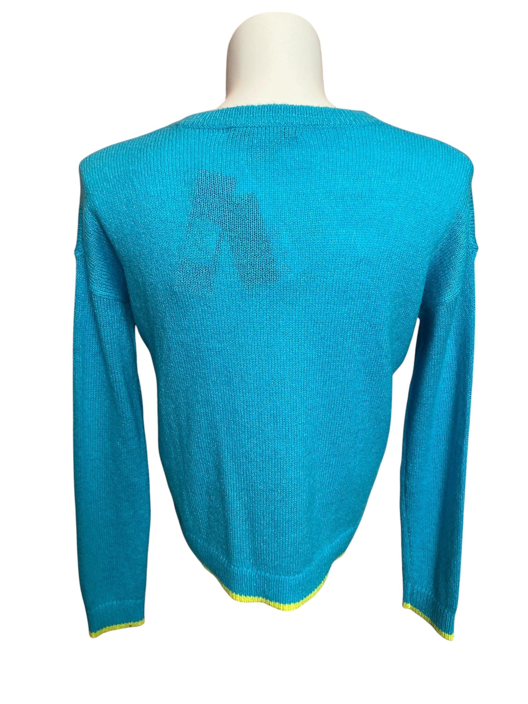 Lilly Pulitzer NWT Charlton Sweater Turquoise Oasis Bright Chainstitch - Size M