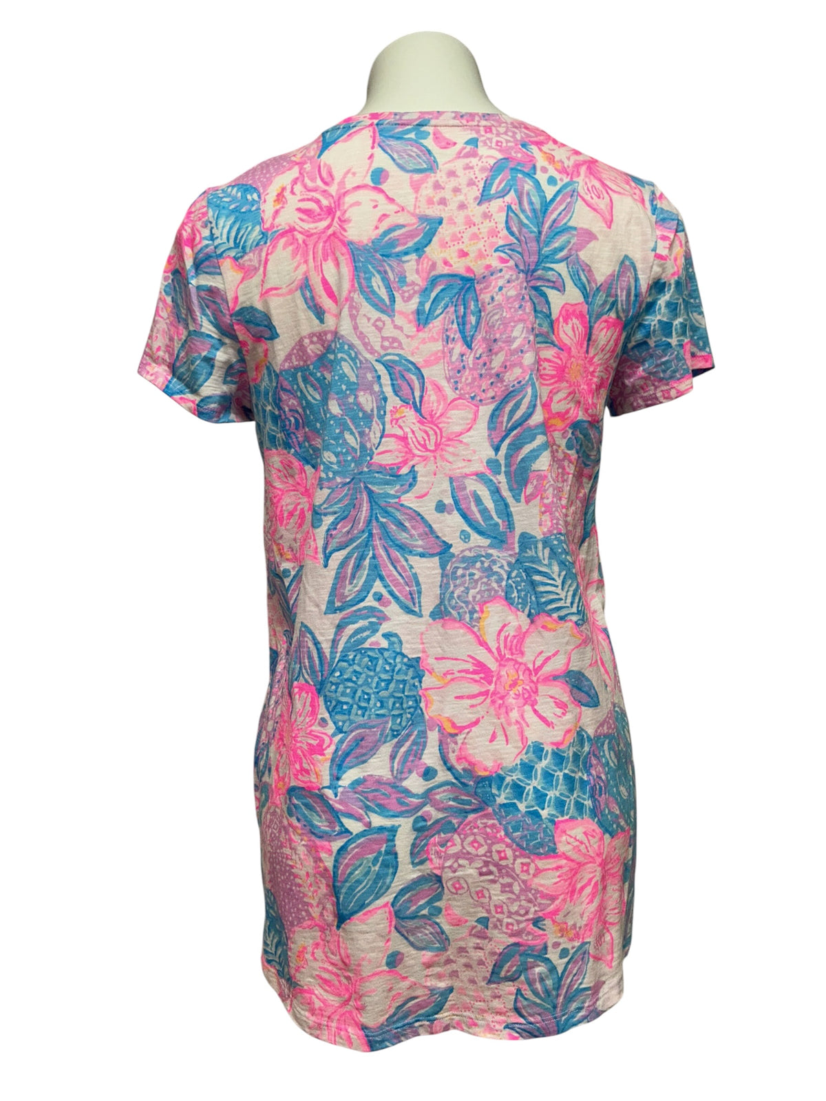 Lilly Pulitzer Etta V Neck Top Pink Isle Snappy Turtle - Size M