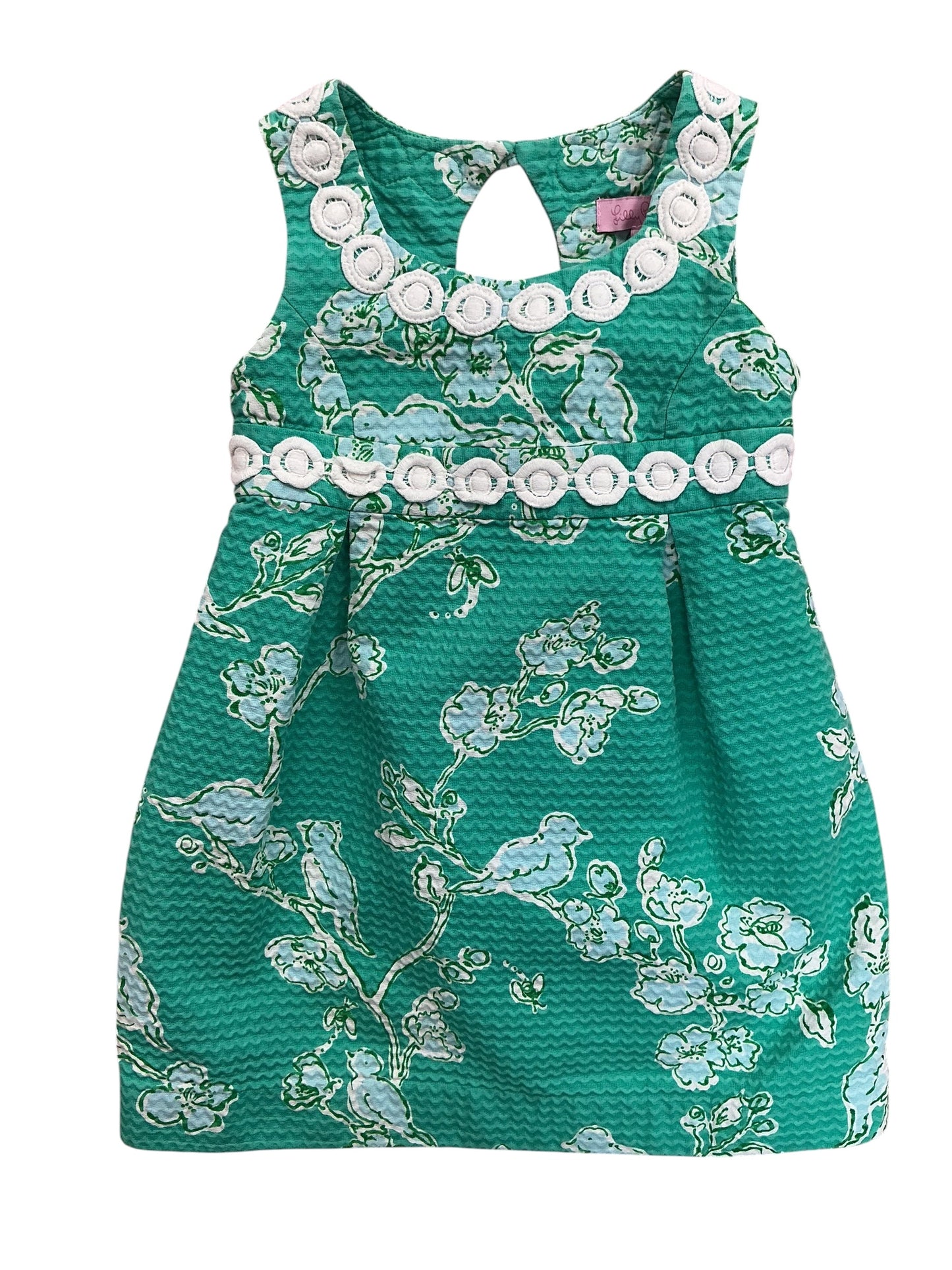 Lilly Pulitzer Kids Girls Shift Dress Lagoon Green Birds And The Bees - Size 4