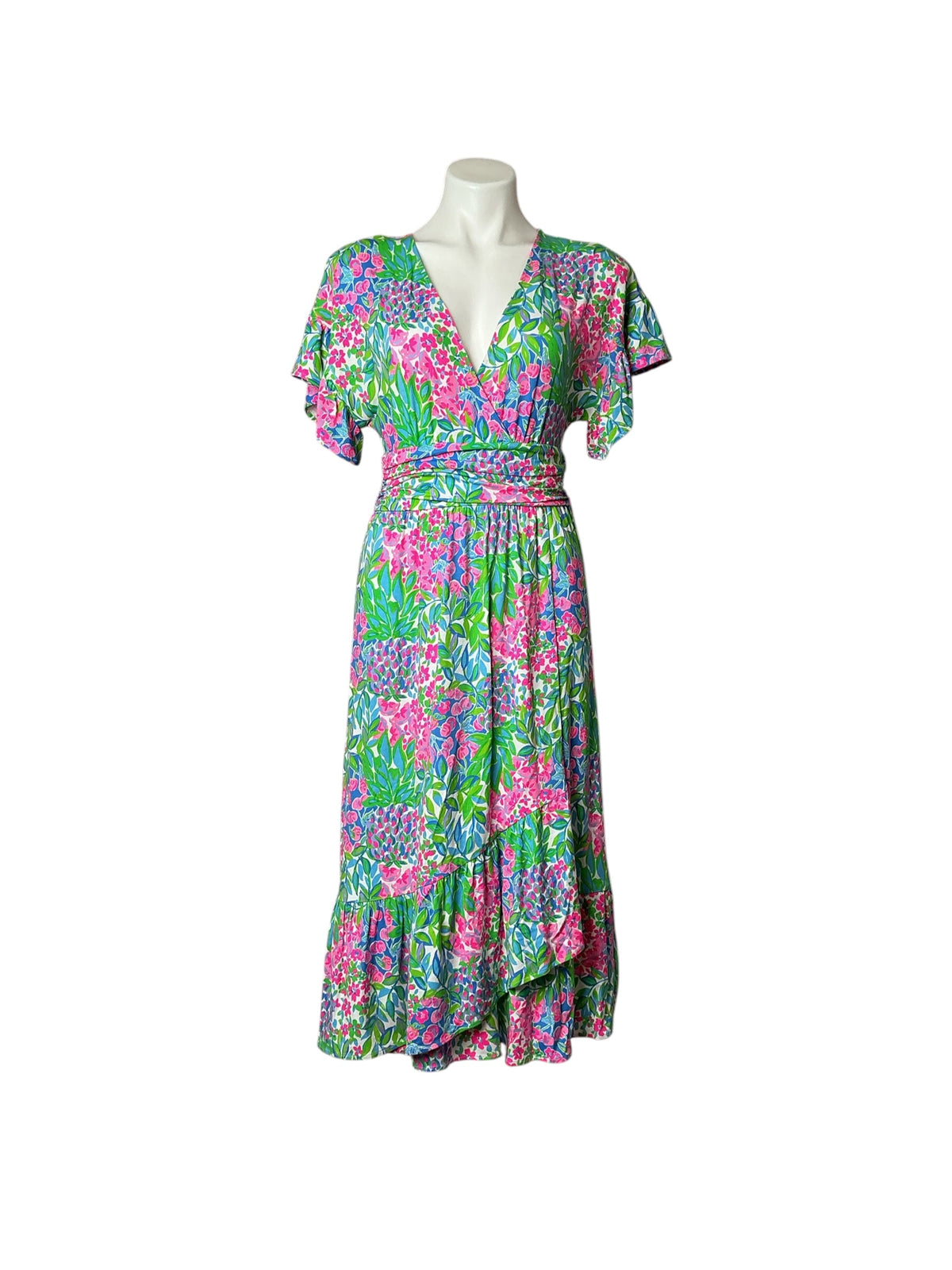 Lilly Pulitzer Juliet Ruffle Midi Dress Multi A Cherry On Top - Size S