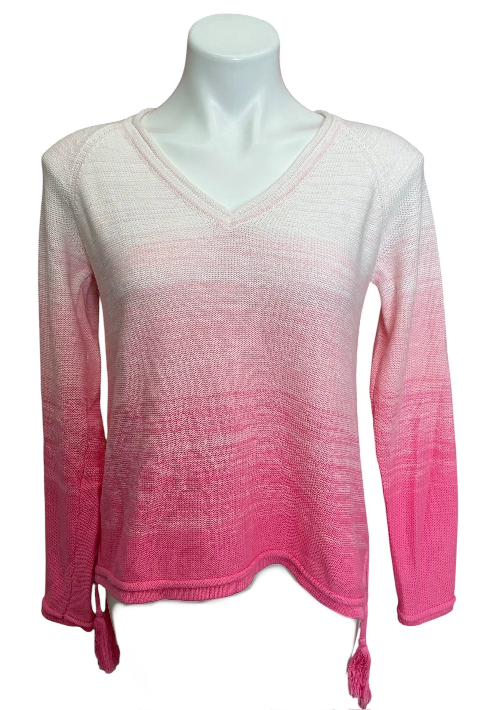 Lilly Pulitzer Jody V Neck Sweater Havana Pink Marled Ombré - Size S