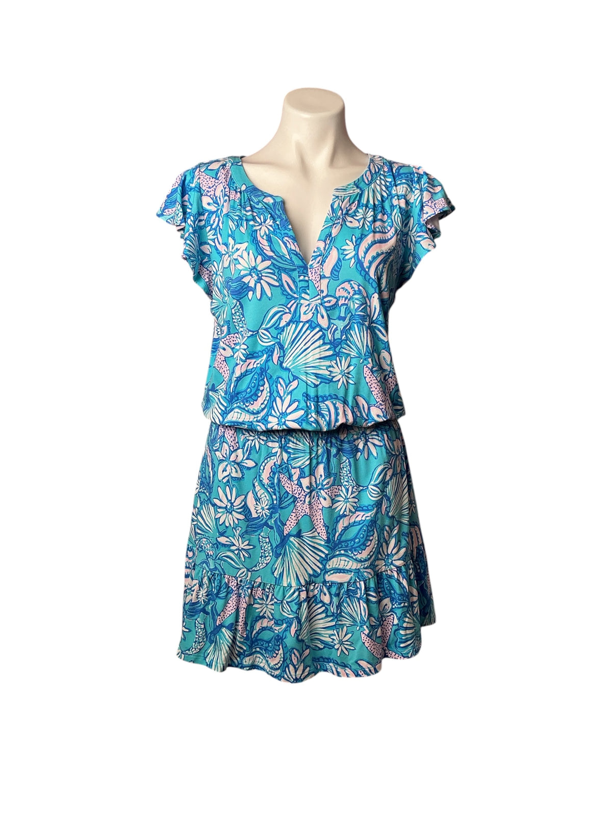 Lilly Pulitzer Ravi Skirted Romper Amalfi Blue Sound The Sirens - Size M
