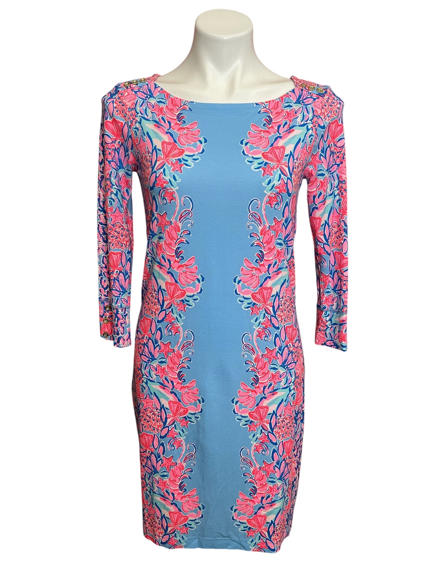 Lilly Pulitzer Sophie Shift Dress Blue Peri Shrimply The Best - Size S