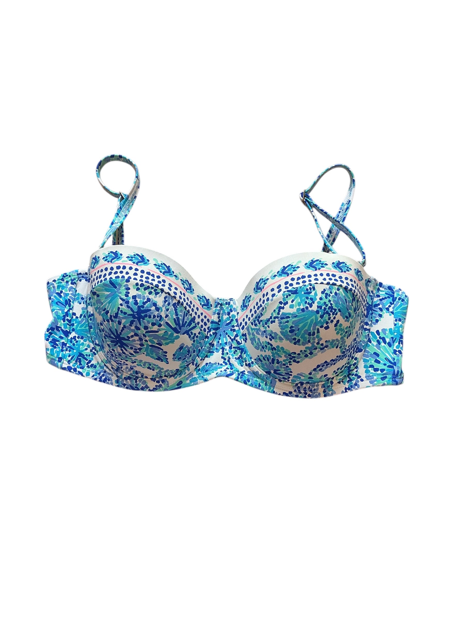 Lilly Pulitzer Leven Bustier Bikini Top - Turquoise Oasis Shell Me You Love Me - Size 8