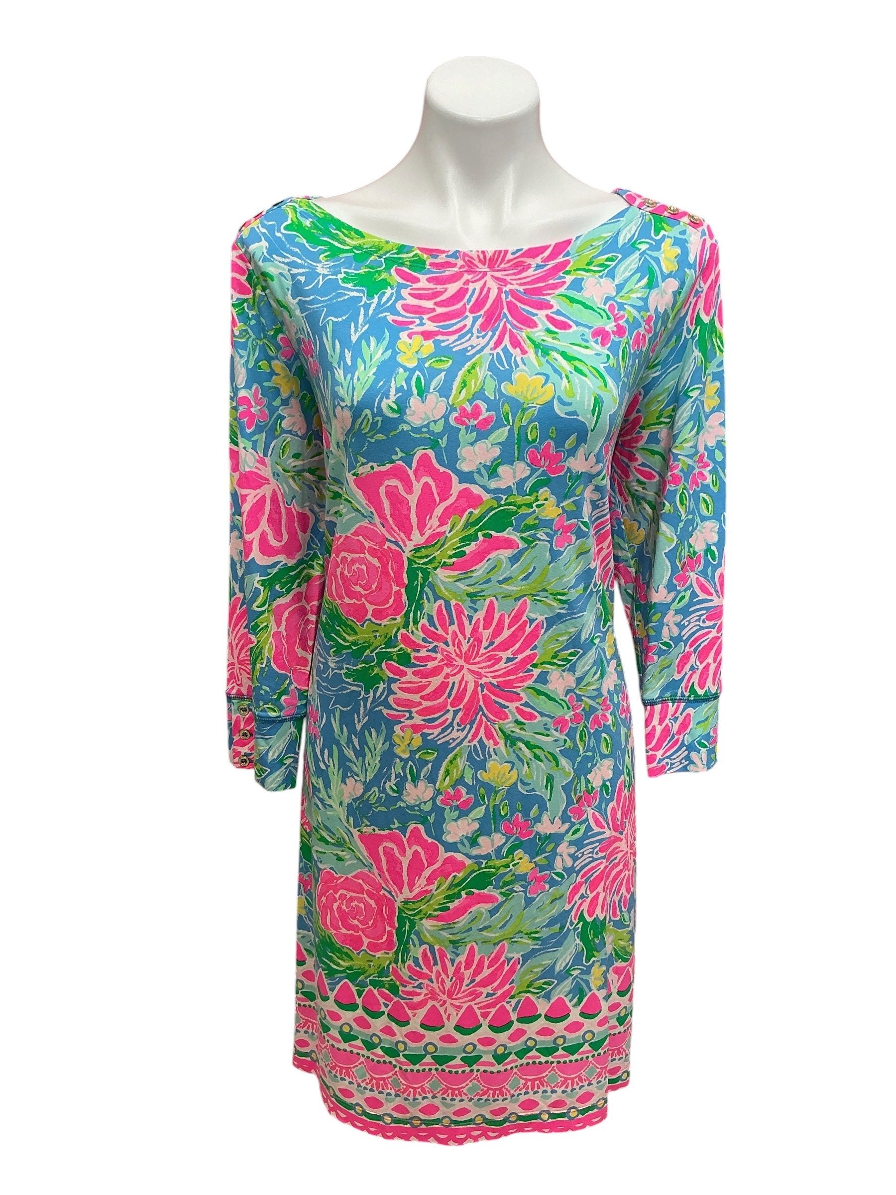Lilly Pulitzer Sophie Long Sleeve Dress Barton Blue Social Butterfly - Size XXL