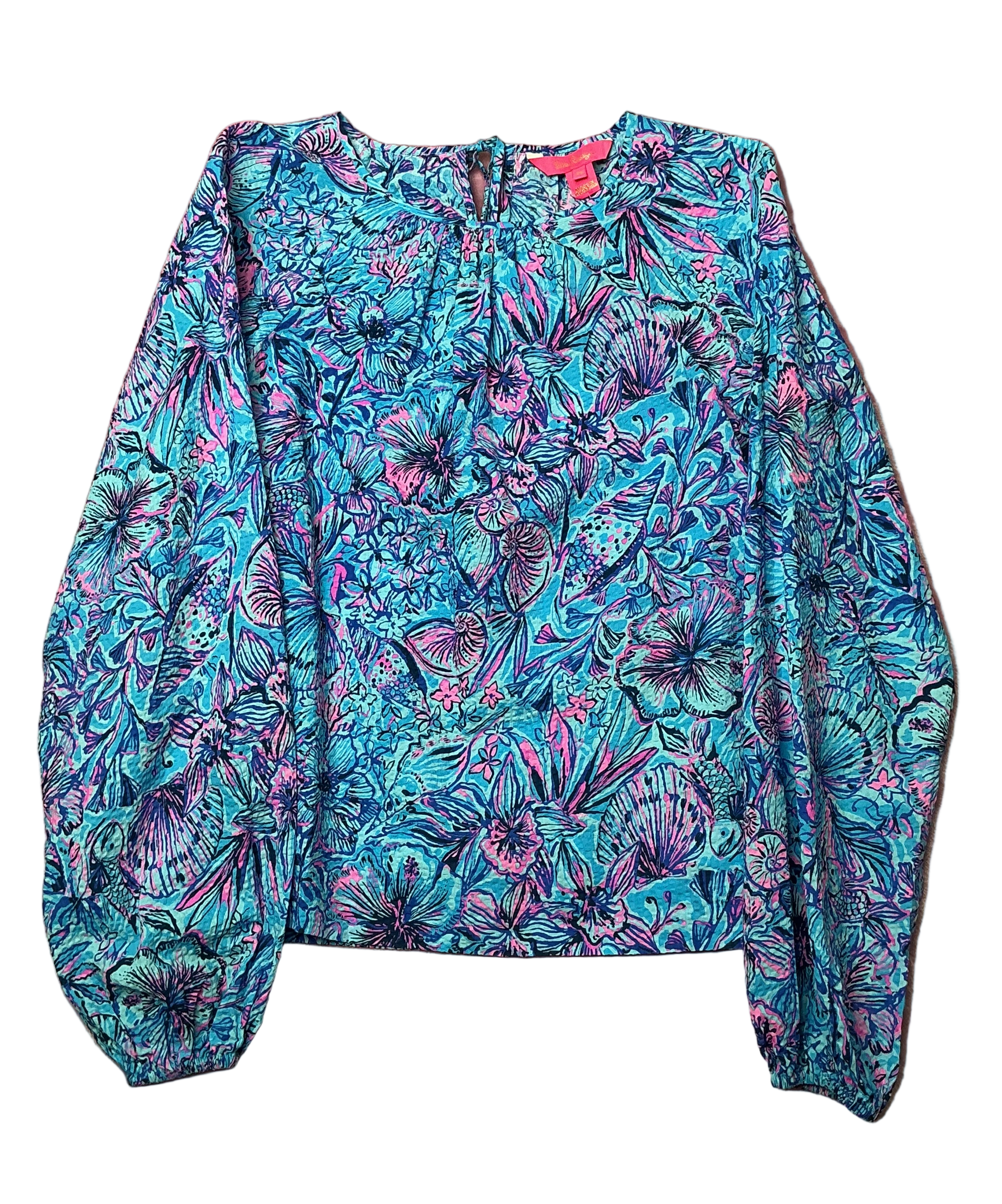Lilly Pulitzer NWT - Rilynn Long Sleeve Cot - Breakwater Blue Shells N Bells  - Size XS