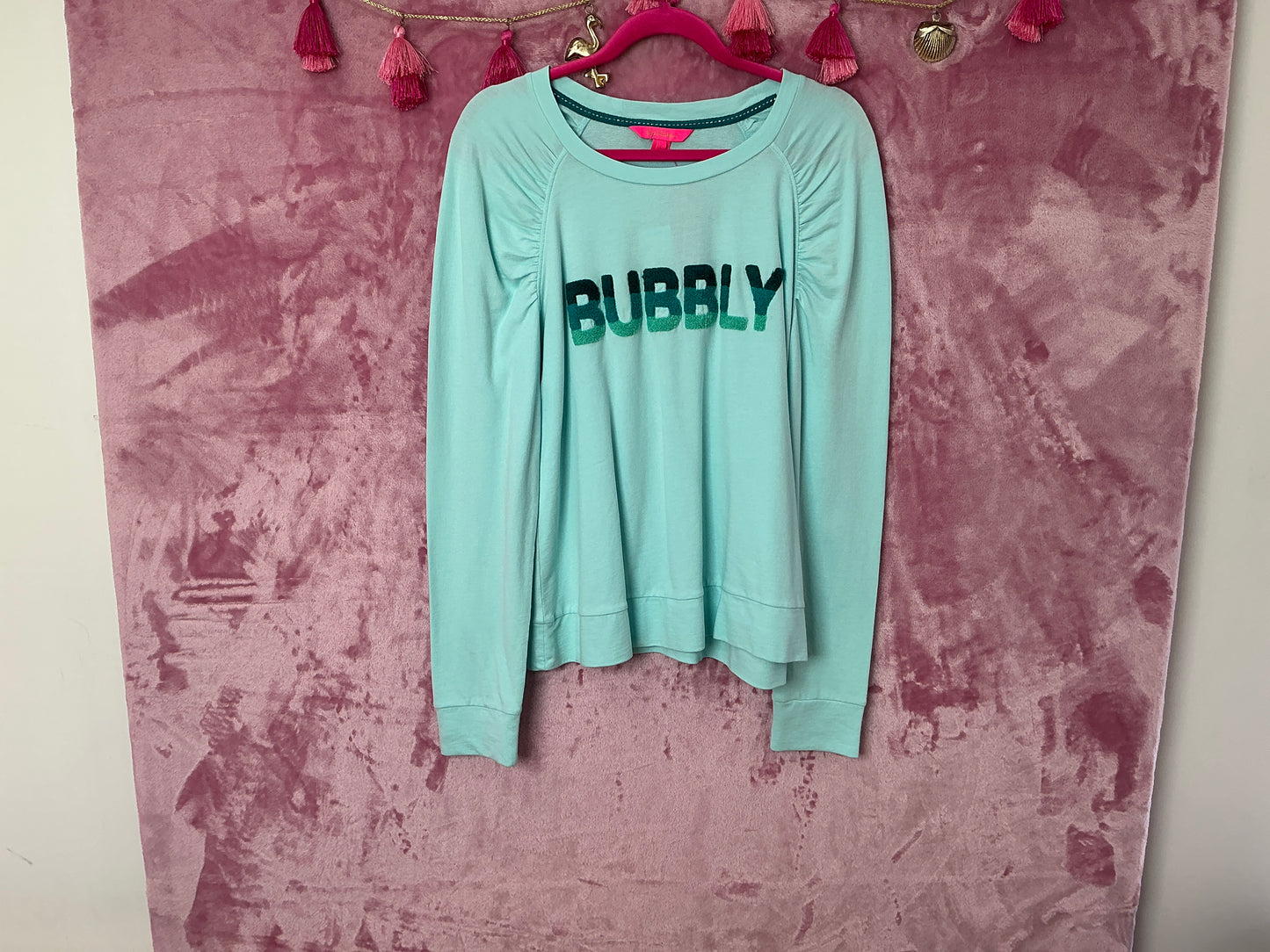 Lilly Pulitzer Long Sleeve Top NWT - Aldean Sweatshirt - Multi - Bubbly Block Letters - Size L