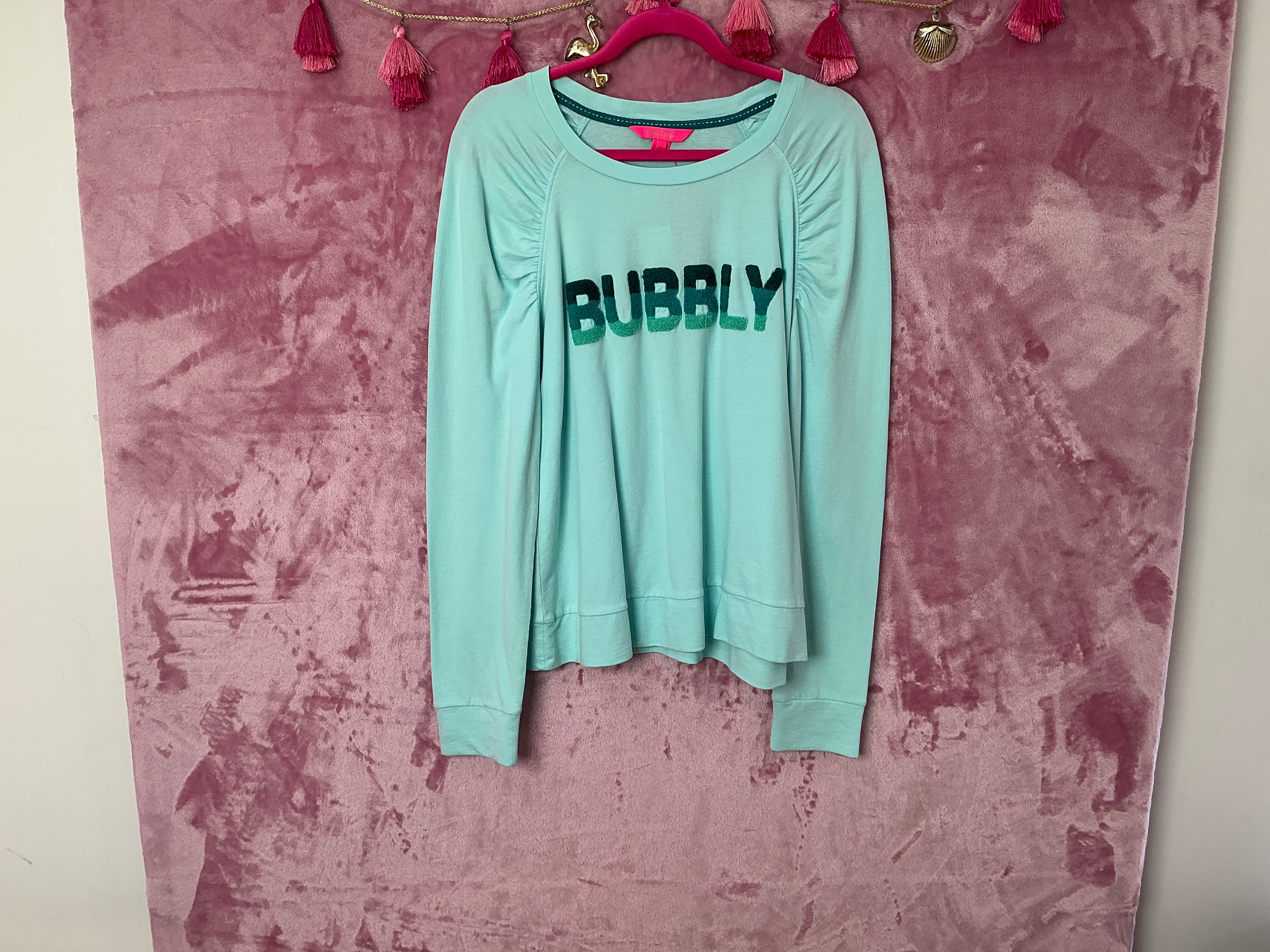 Lilly Pulitzer Long Sleeve Top NWT - Aldean Sweatshirt - Multi - Bubbly Block Letters - Size L