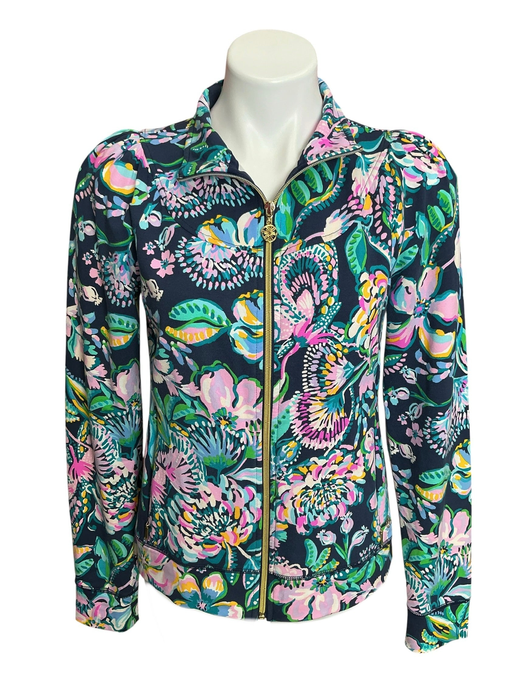 Lilly Pulitzer Jordanna Full Zip Jacket High Tide Navy She’s Got Sol - Size M