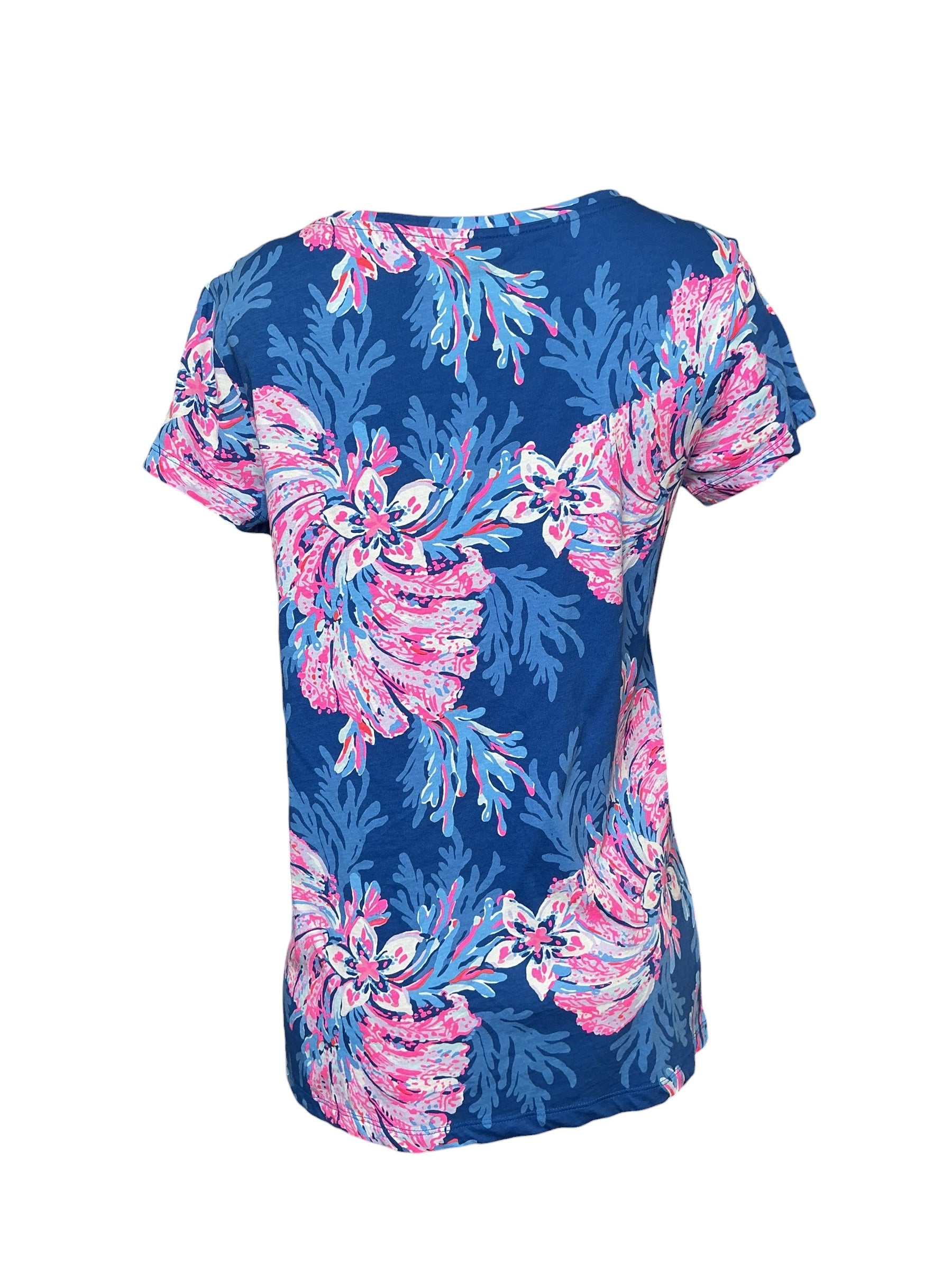 Lilly Pulitzer Meredith Tee - Vibrant Blue Cane Coral Crab Collab - Size S