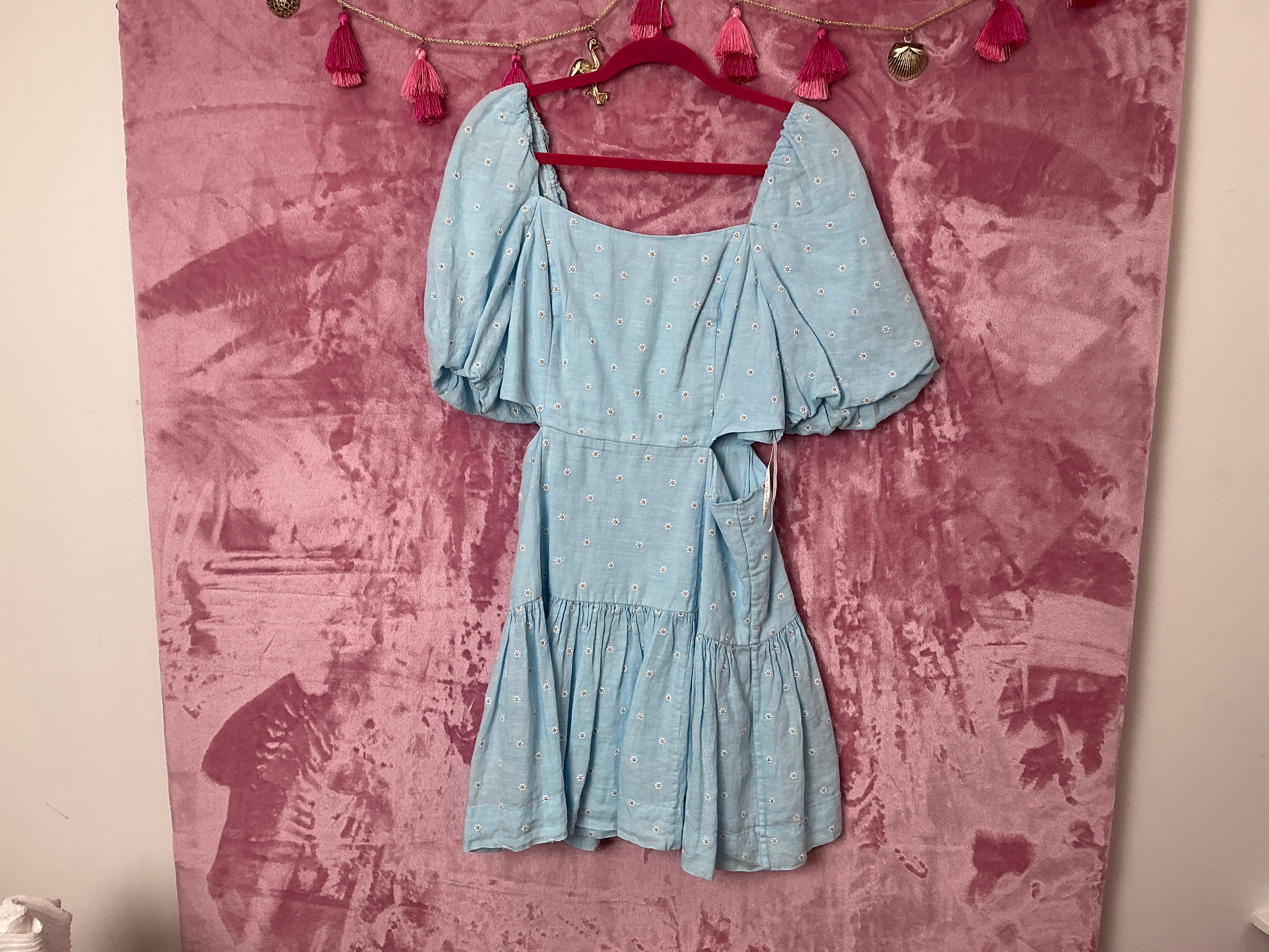 Lilly Pulitzer Dress NWT - Kylanne Elbow Sleeve Embroidered Linen Dress - Hydra Blue - You Drive Me Daisy Embroidered Linen - Size 10