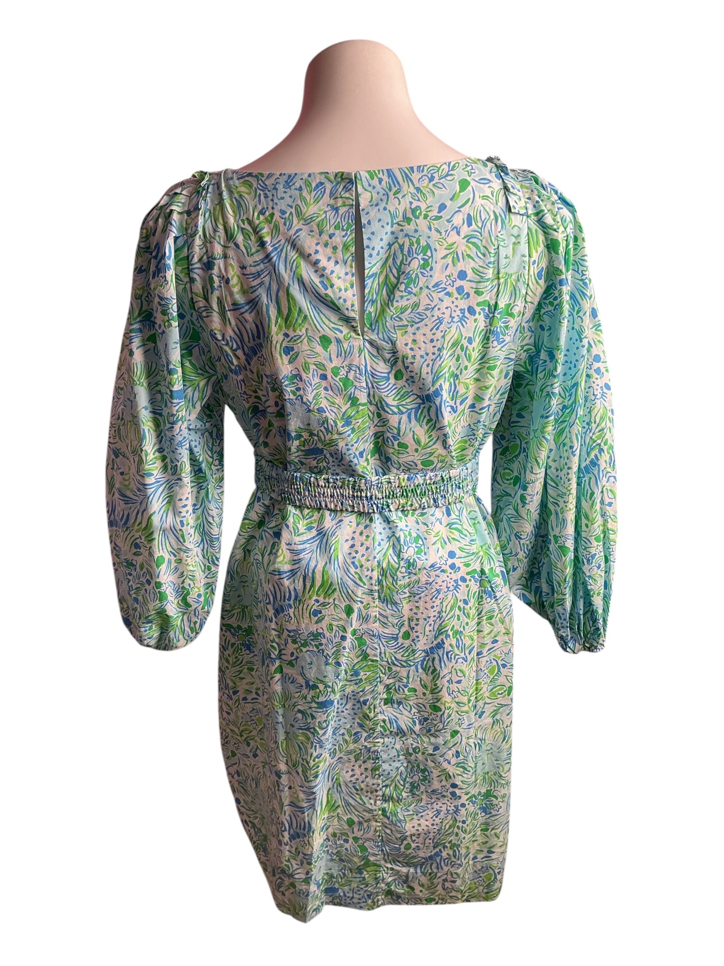 Lilly Pulitzer- NWT Barbara 3/4 Sleeve Dress Hydra Blue Dandy Lions Size 6