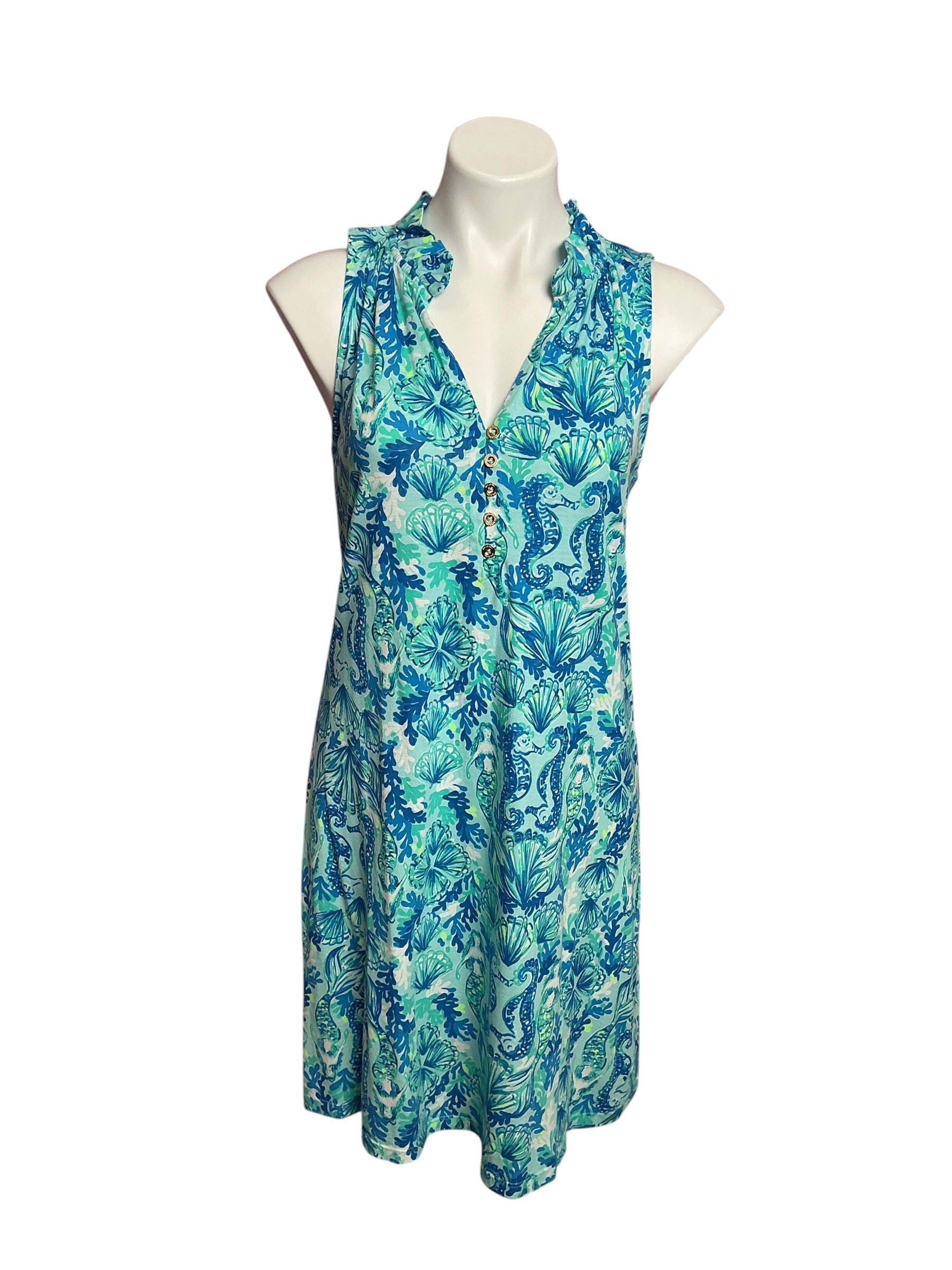 Lilly Pulitzer Azlynn Dress Sea Glass Aqua Seeing Double - Size M