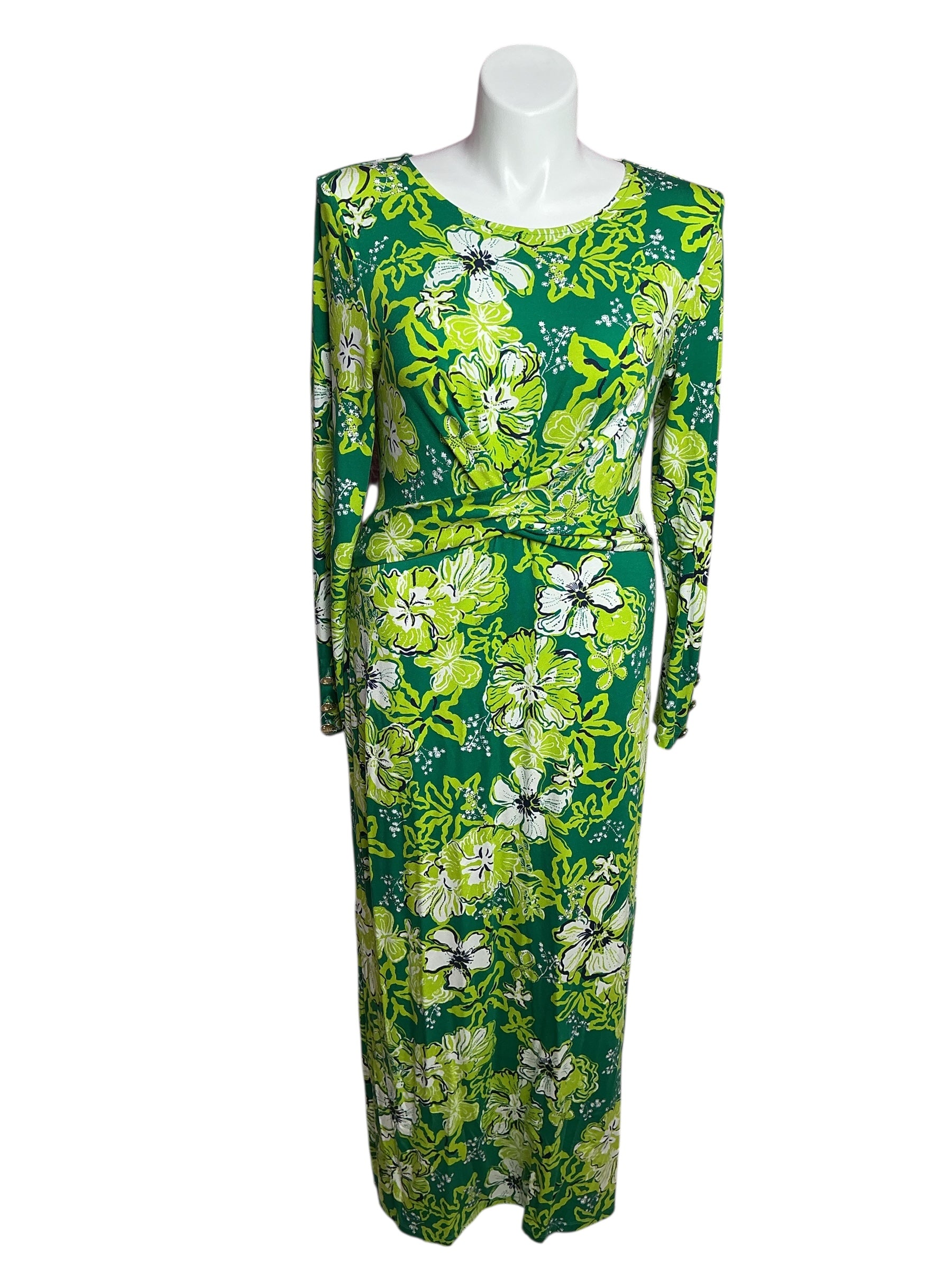 Lilly Pulitzer- NWT Alessani Maxi Dress Fiddle Leaf Green Once And Floral Size XL