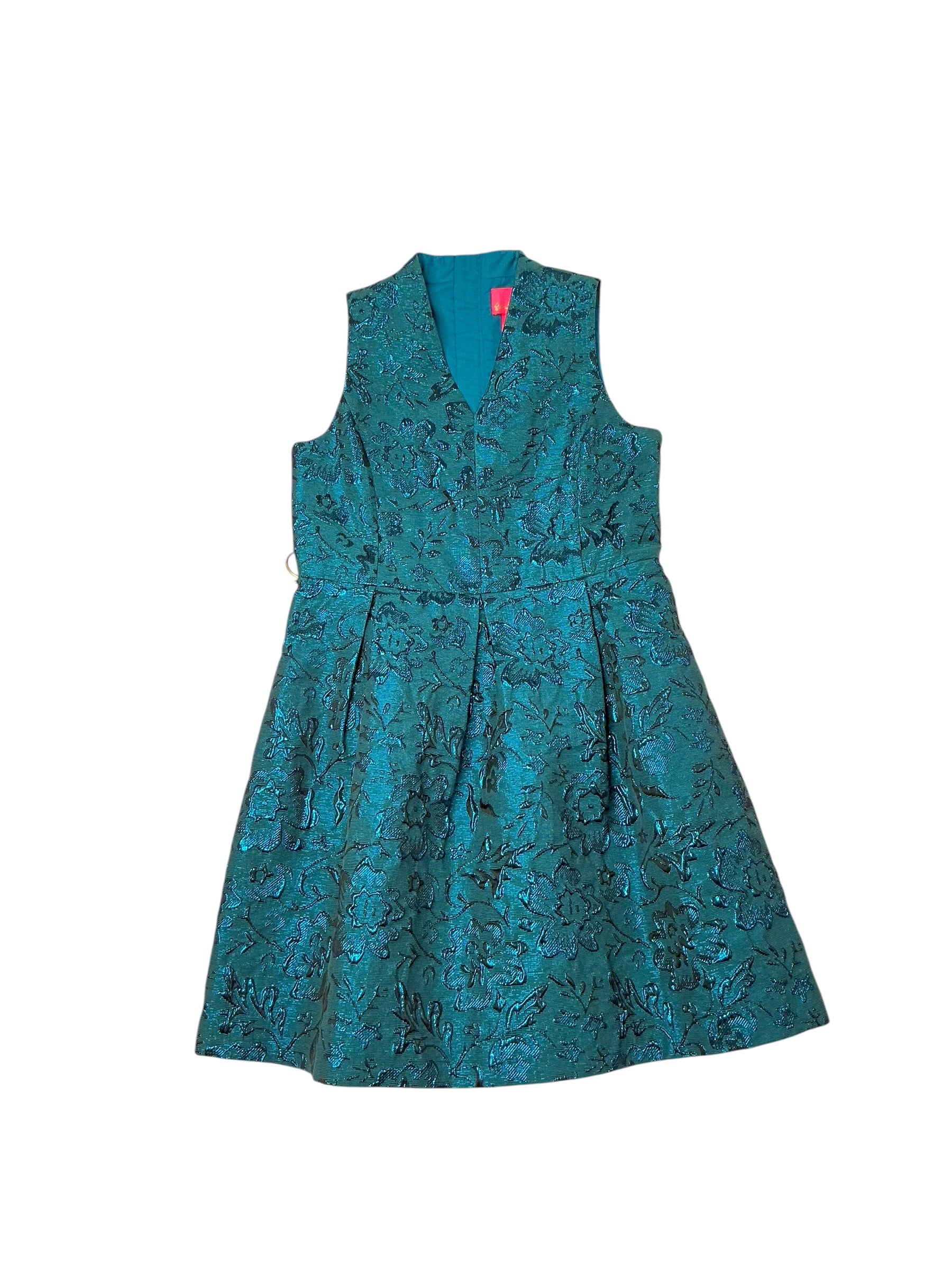 Lilly Pulitzer Girls Mini Tanlee Dress - Teal Bay Blooming Brocade - Size 10