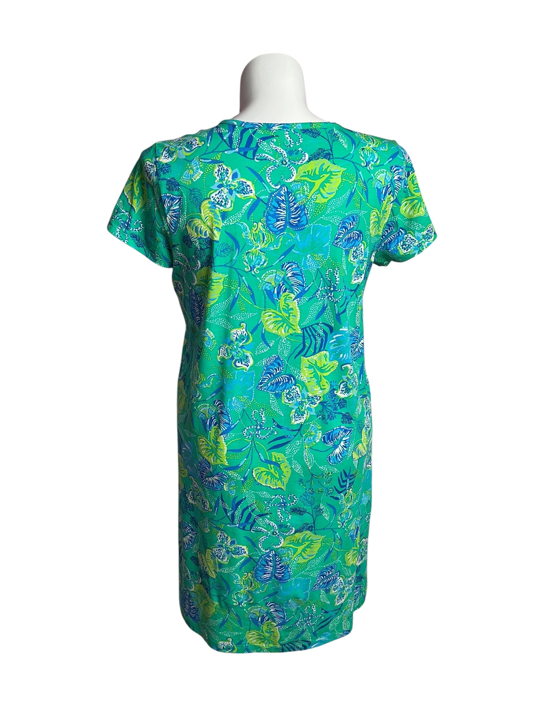 Lilly Pulitzer- Etta V-Neck T-Shirt Dress Botanical Green In A Flutter Size XL