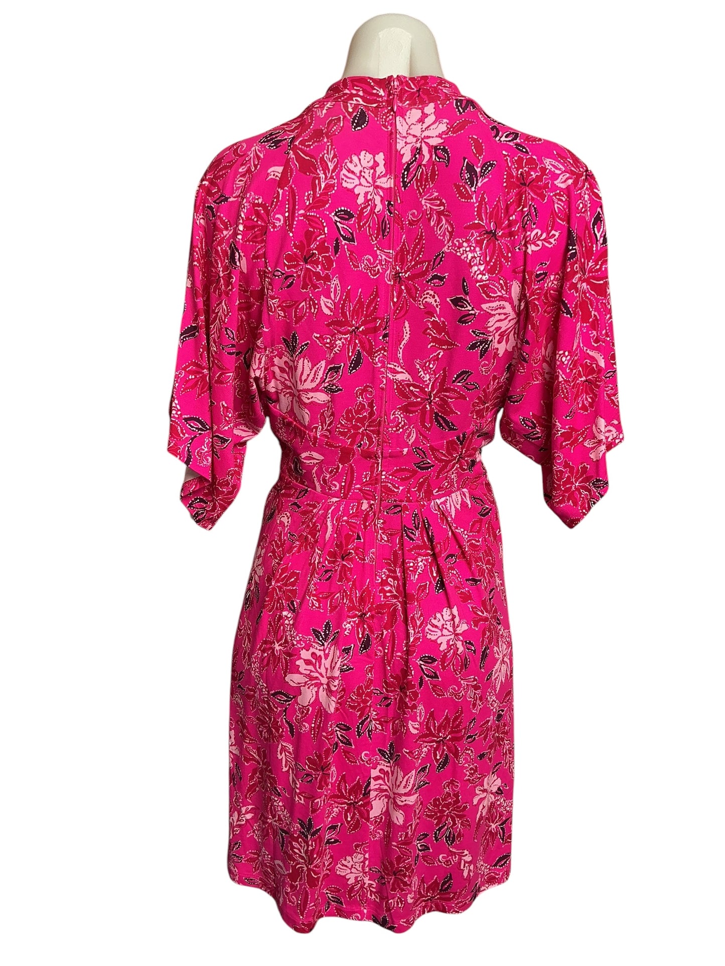 Lilly Pulitzer Wisteria V-Neck Dress Passion Fruit Pink Giraffic Park - Size 4